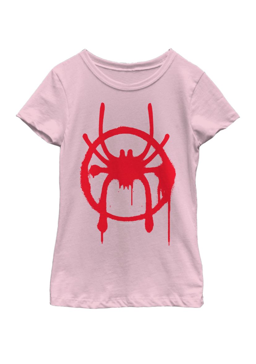 Girls Spiderverse Miles Symbol Tag Short Sleeve Graphic T-Shirt