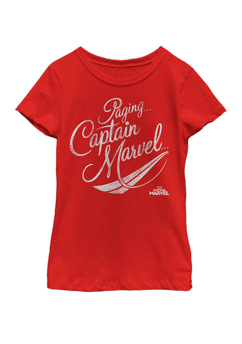 Marvel™ Girls Captain Marvel Movie Red Distressed Logo
