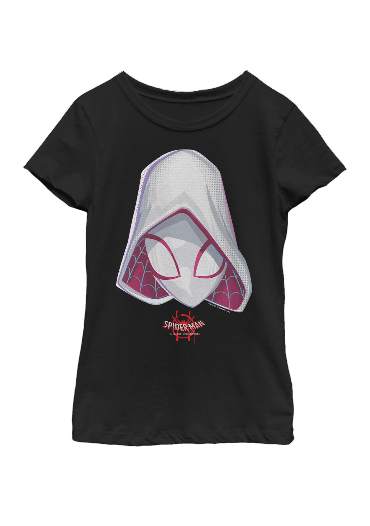 Girls Spider-Gwen Spiderverse Mask Short Sleeve Graphic T-Shirt