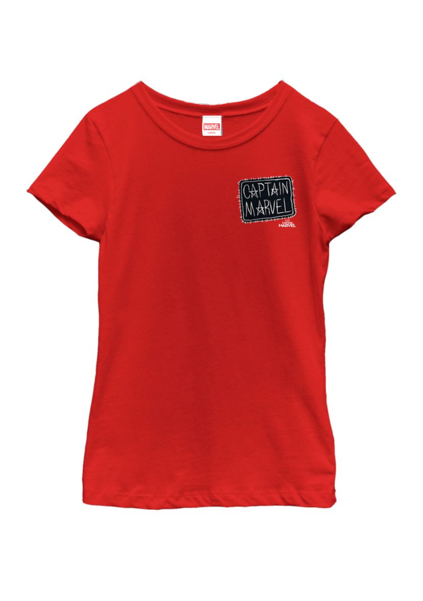 Girls Captain Marvel Bold Tie Dye Movie Logo Short Sleeve Graphic T-Shirt