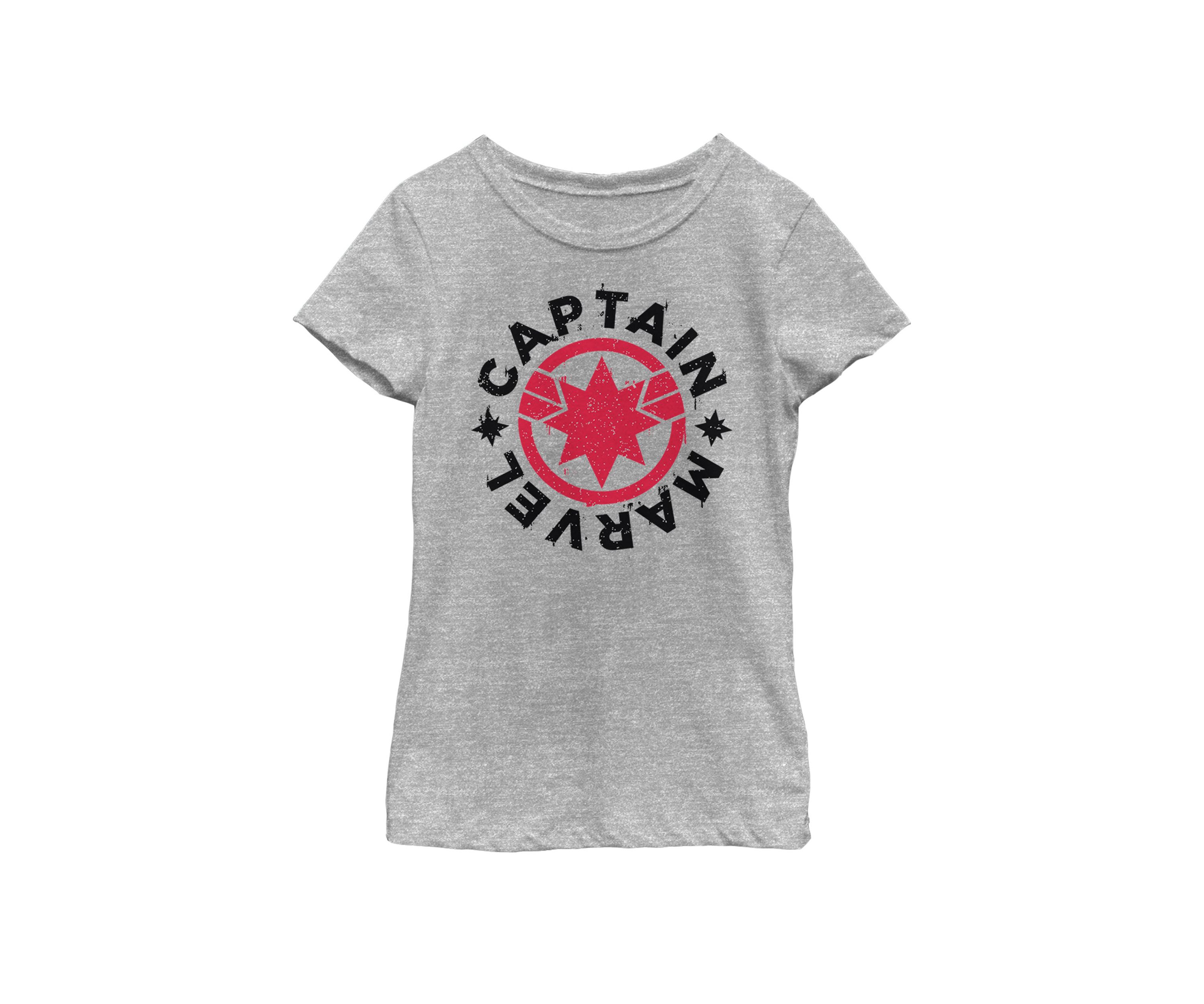 Girls Captain Marvel Movie Circle Red Logo Short Sleeve Graphic T-Shirt