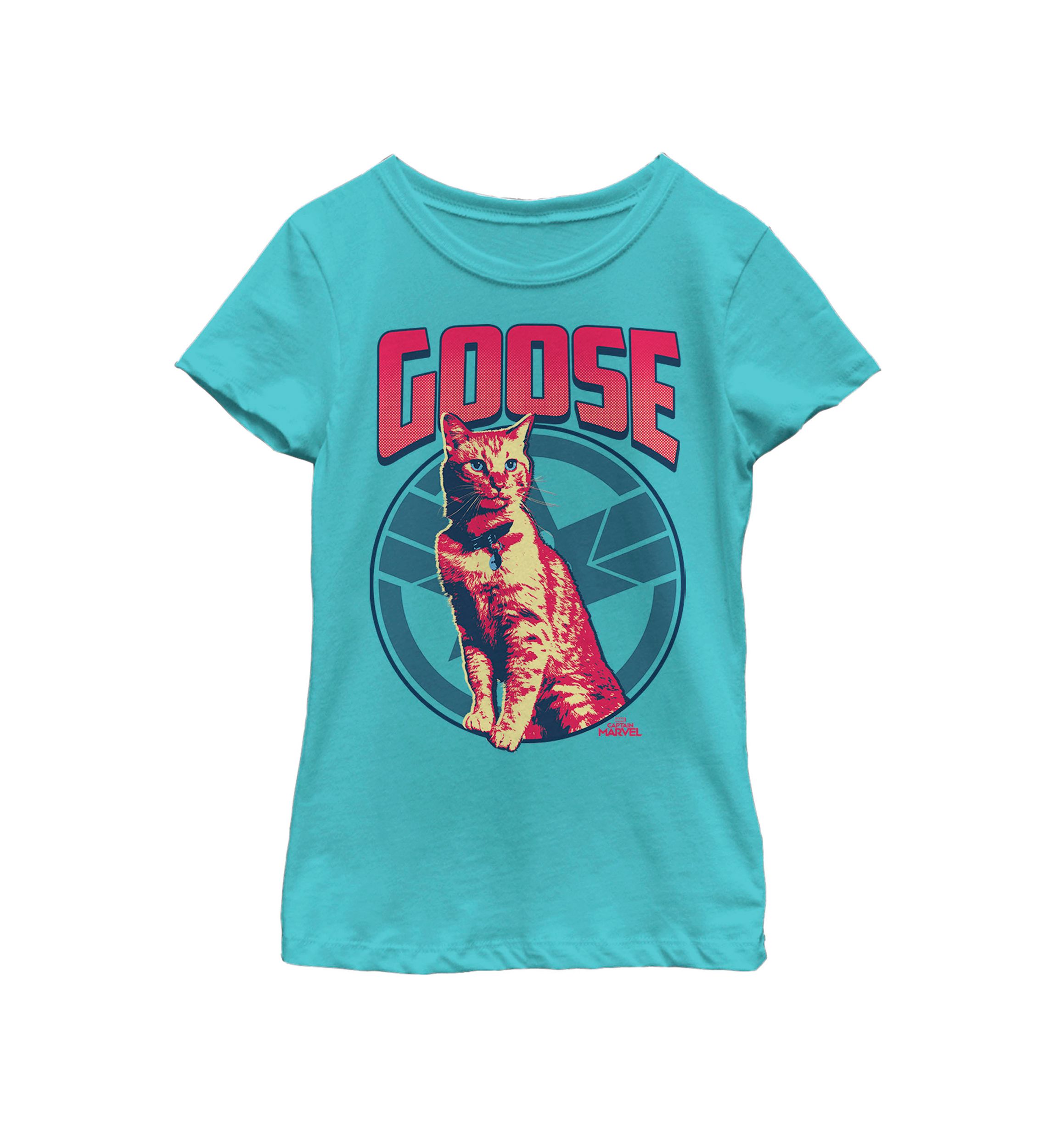 Girls 7-16 Captain Marvel Goose Tonal Portrait Symbol Short Sleeve Graphic T-Shirt