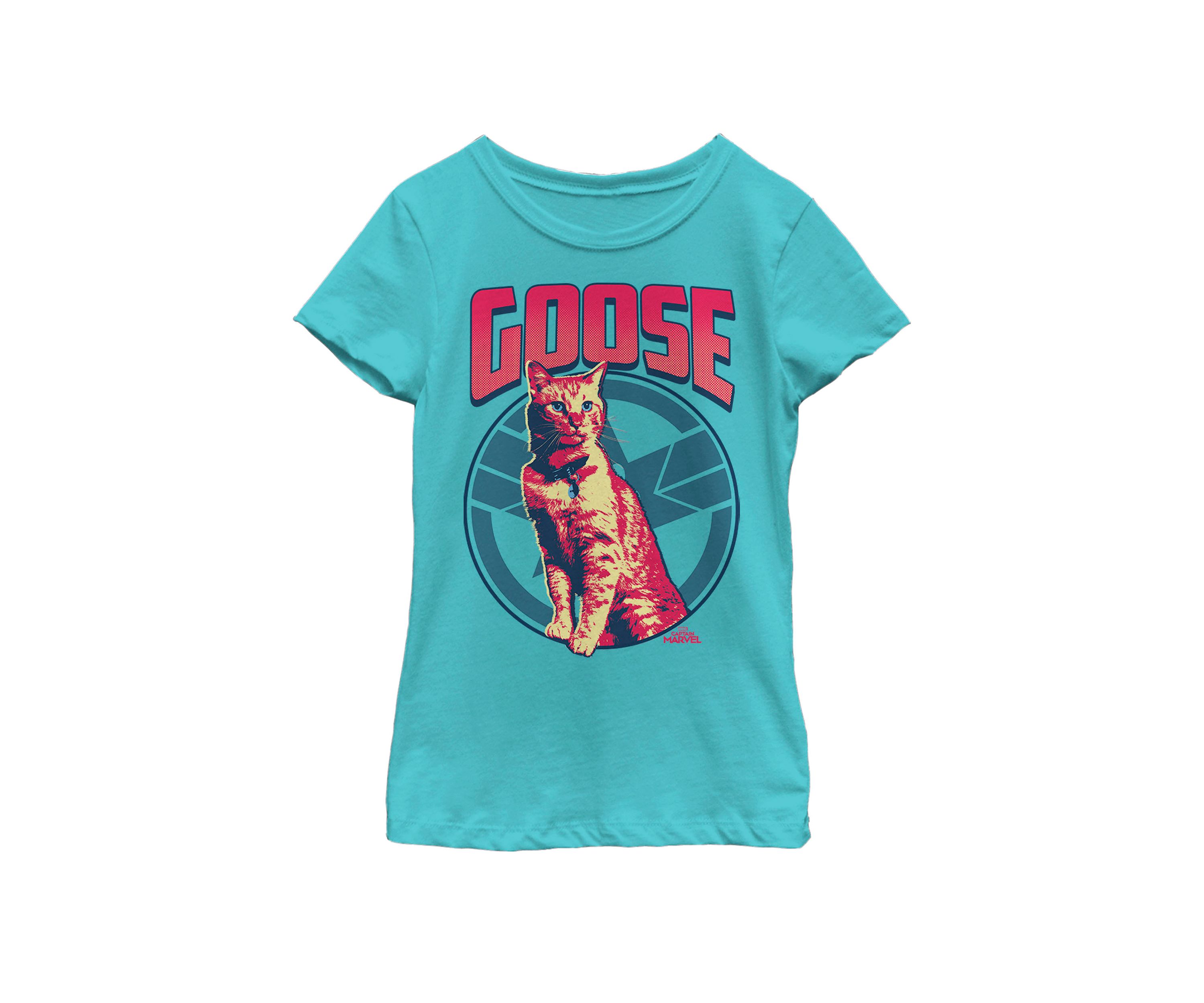 Girls 7-16 Captain Marvel Goose Tonal Portrait Symbol Short Sleeve Graphic T-Shirt