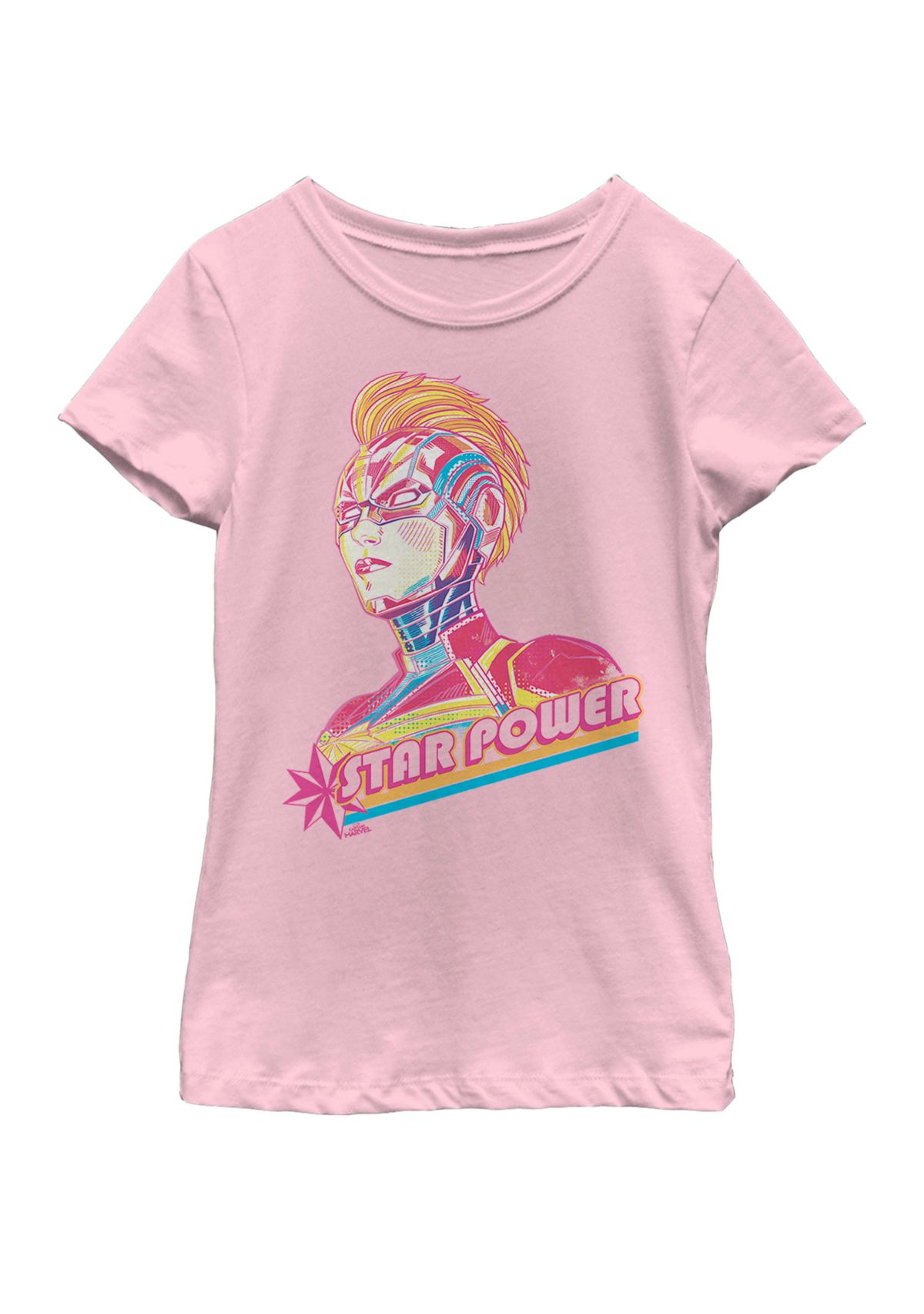Girls 7-16 Captain Marvel Color Grade Retro Face Shot Short Sleeve Graphic T-Shirt