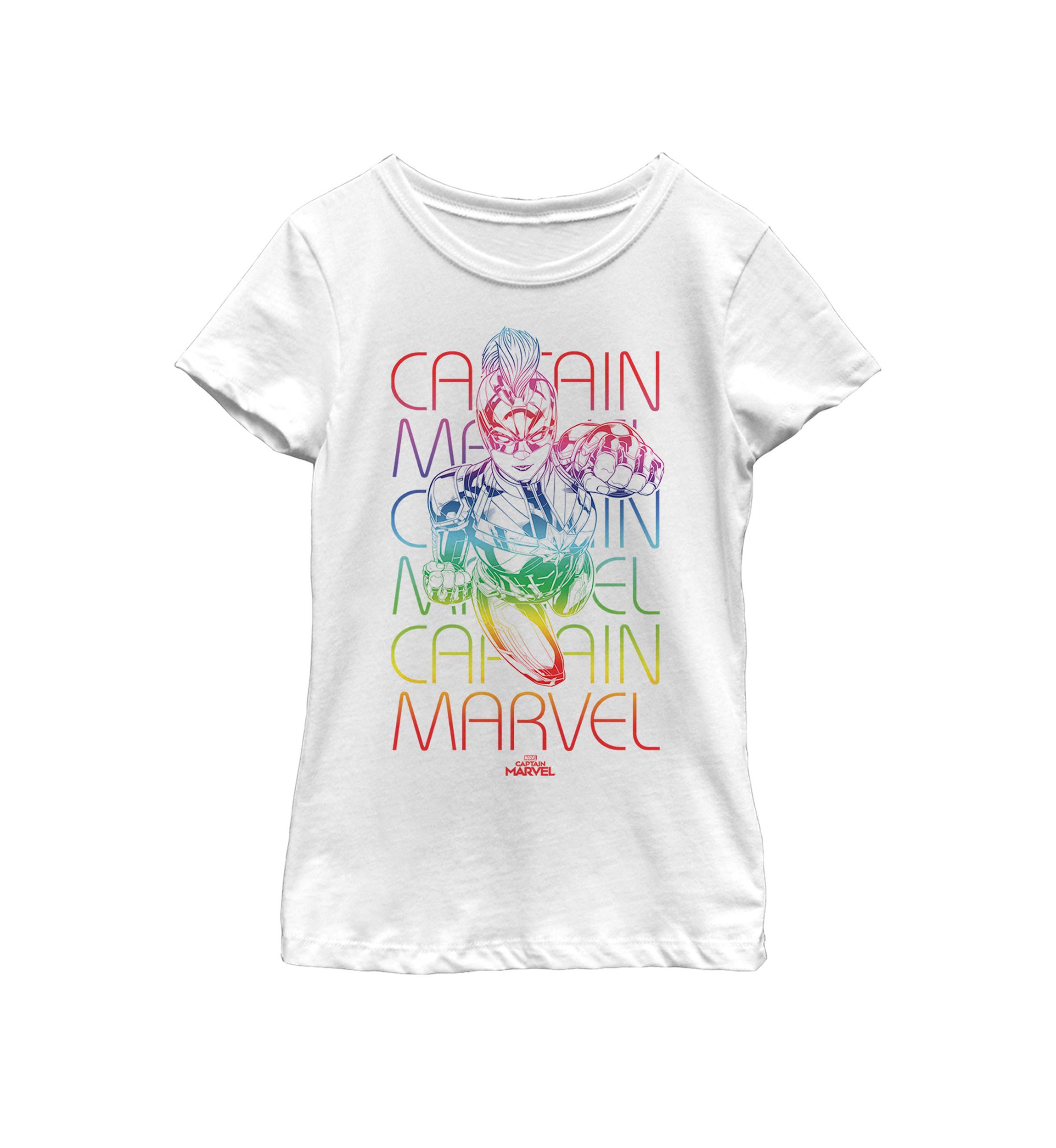 Girls 7-16 Captain Marvel Color Fade Word Stack Short Sleeve Graphic T-Shirt