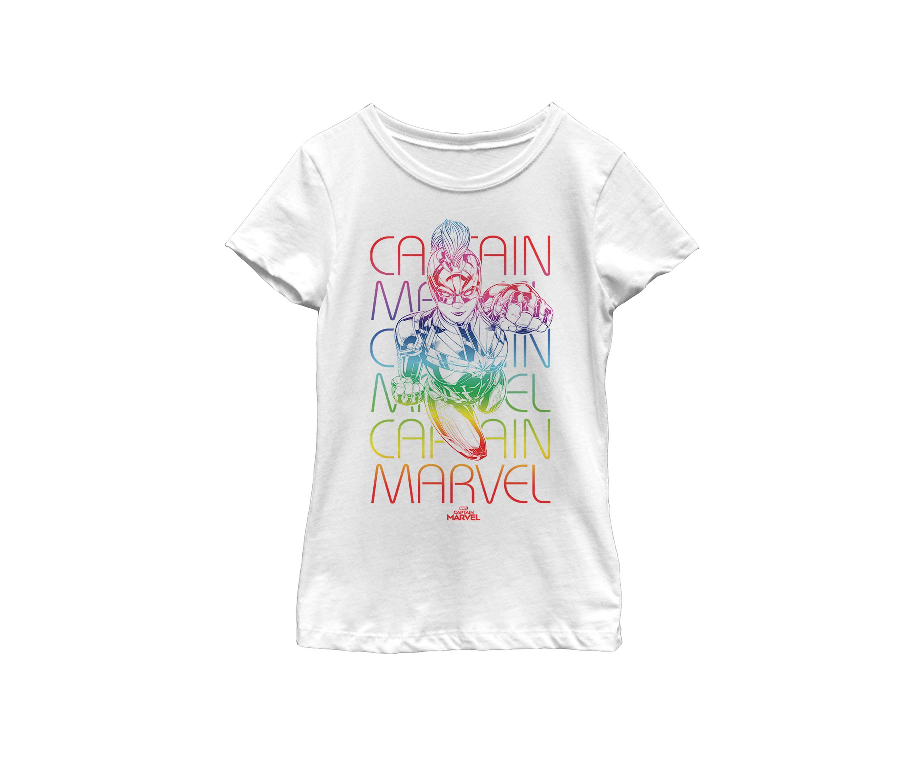 Girls 7-16 Captain Marvel Color Fade Word Stack Short Sleeve Graphic T-Shirt
