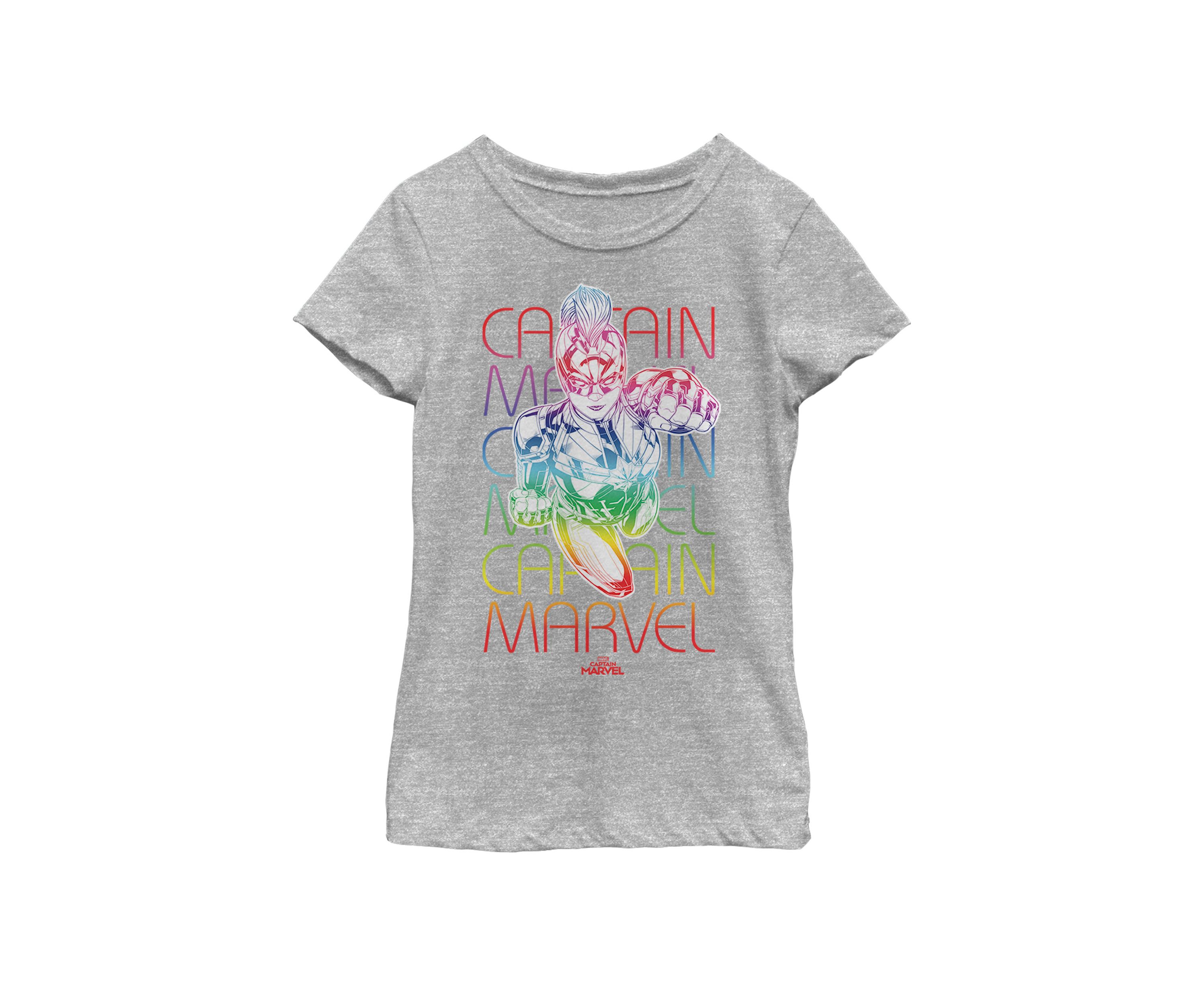 Girls 7-16 Captain Marvel Color Fade Word Stack Short Sleeve Graphic T-Shirt