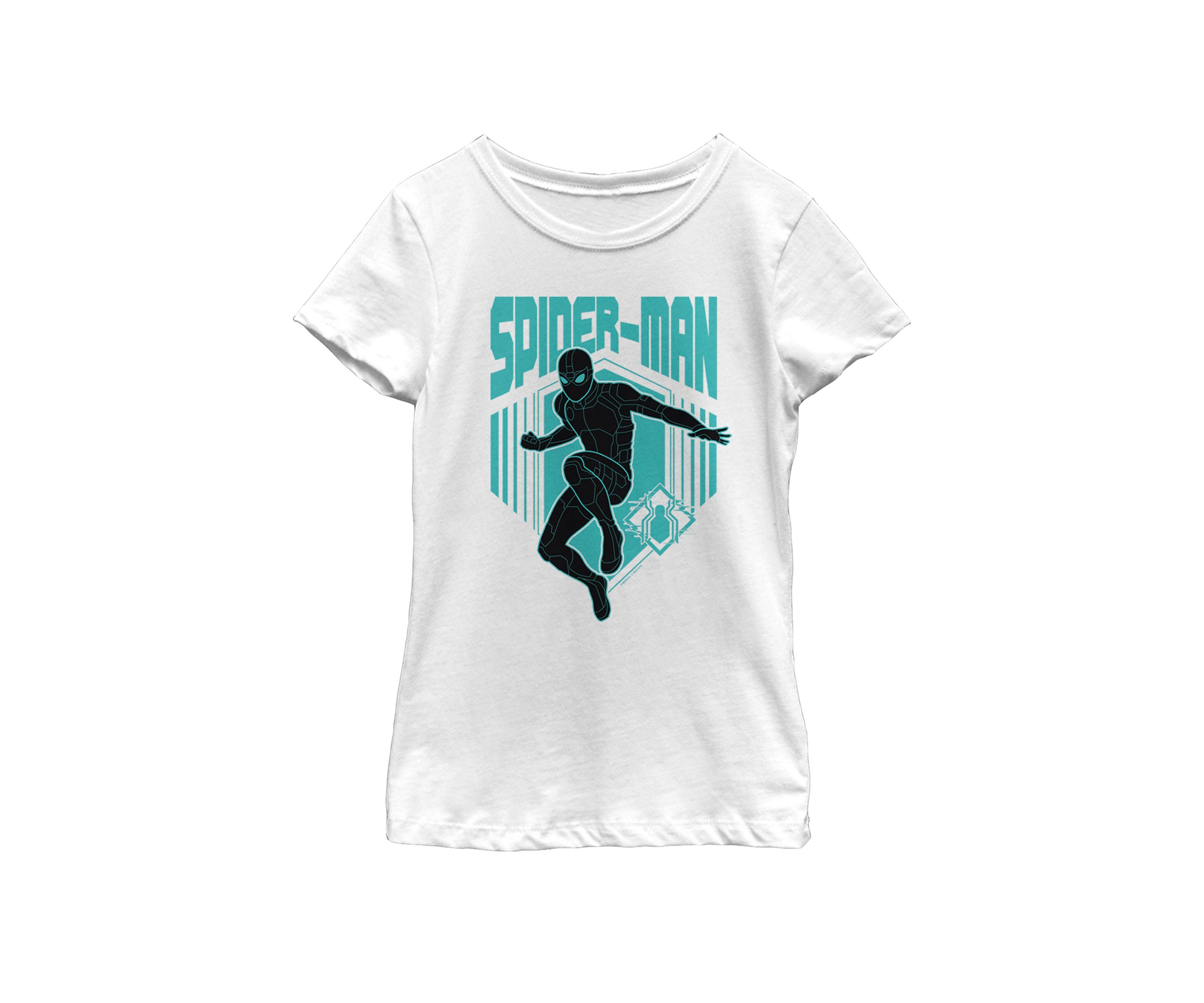 Girls Spider-Man Far From Home Stealth Suit Silhouette Logo Short Sleeve Graphic T-Shirt