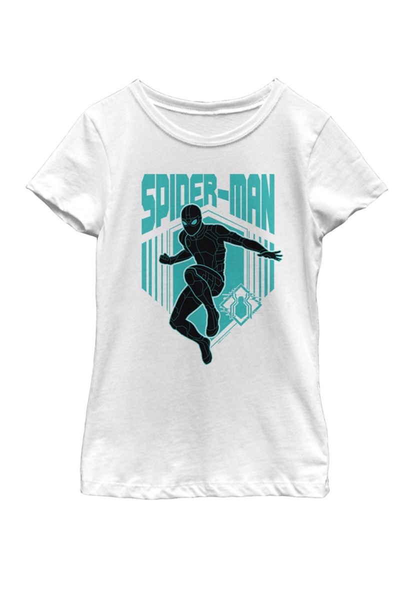 Girls Spider-Man Far From Home Stealth Suit Silhouette Logo Short Sleeve Graphic T-Shirt