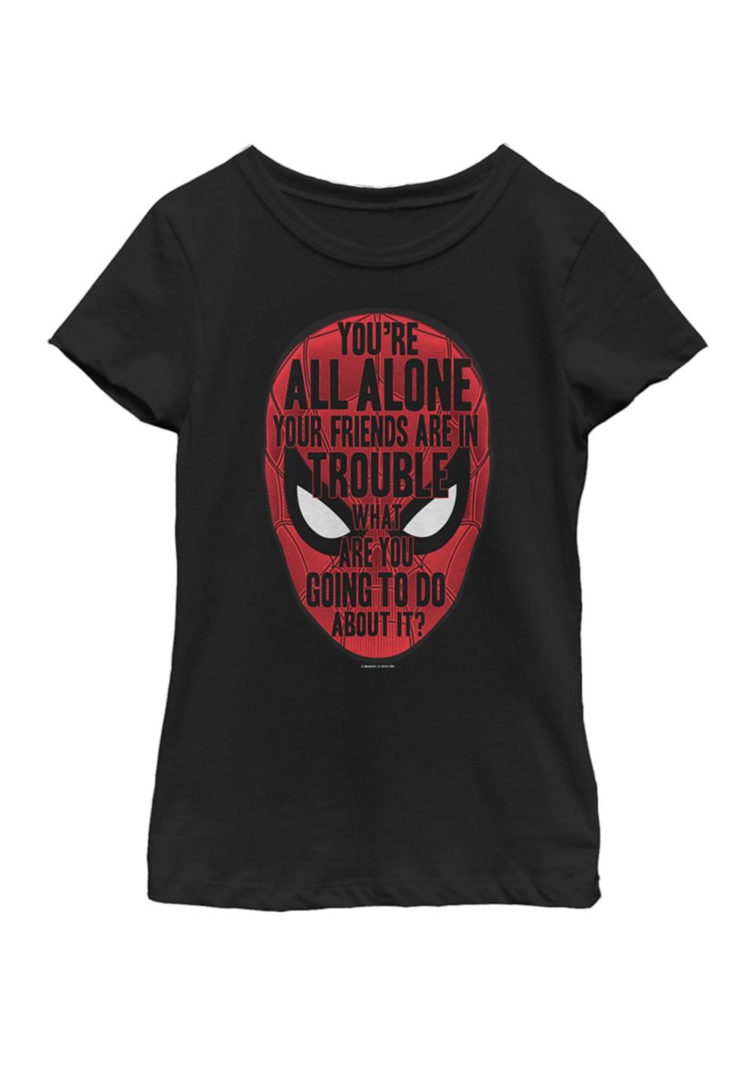 Girls Spider-Man Far From Home Build-Up Quote Short Sleeve Graphic T-Shirt