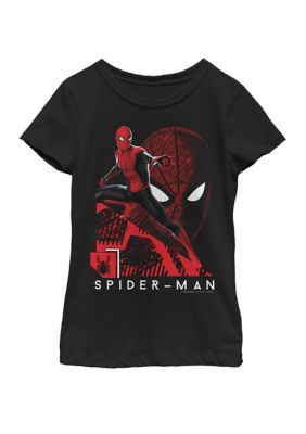 Marvel Girls Spider-Man Far From Home Portrait Tech Background Short Sleeve Graphic T-Shirt, Black, X-Large
