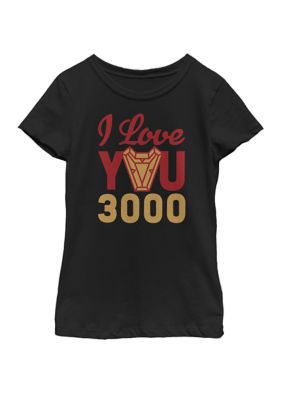 Marvel Girls 7-16 Avengers Endgame Iron Man I Love You 3000 Red Yellow Logo Short Sleeve T-Shirt -  4201511MARF080330001004