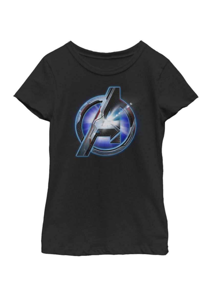 Girls Avengers Endgame Avenger Tech Logo Shine Short Sleeve Graphic T-Shirt