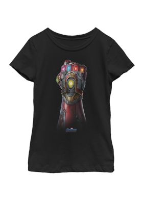 Marvel Girls 7-16 Avengers Endgame Infinity Stone Gauntlet Color Logo Short Sleeve T-Shirt