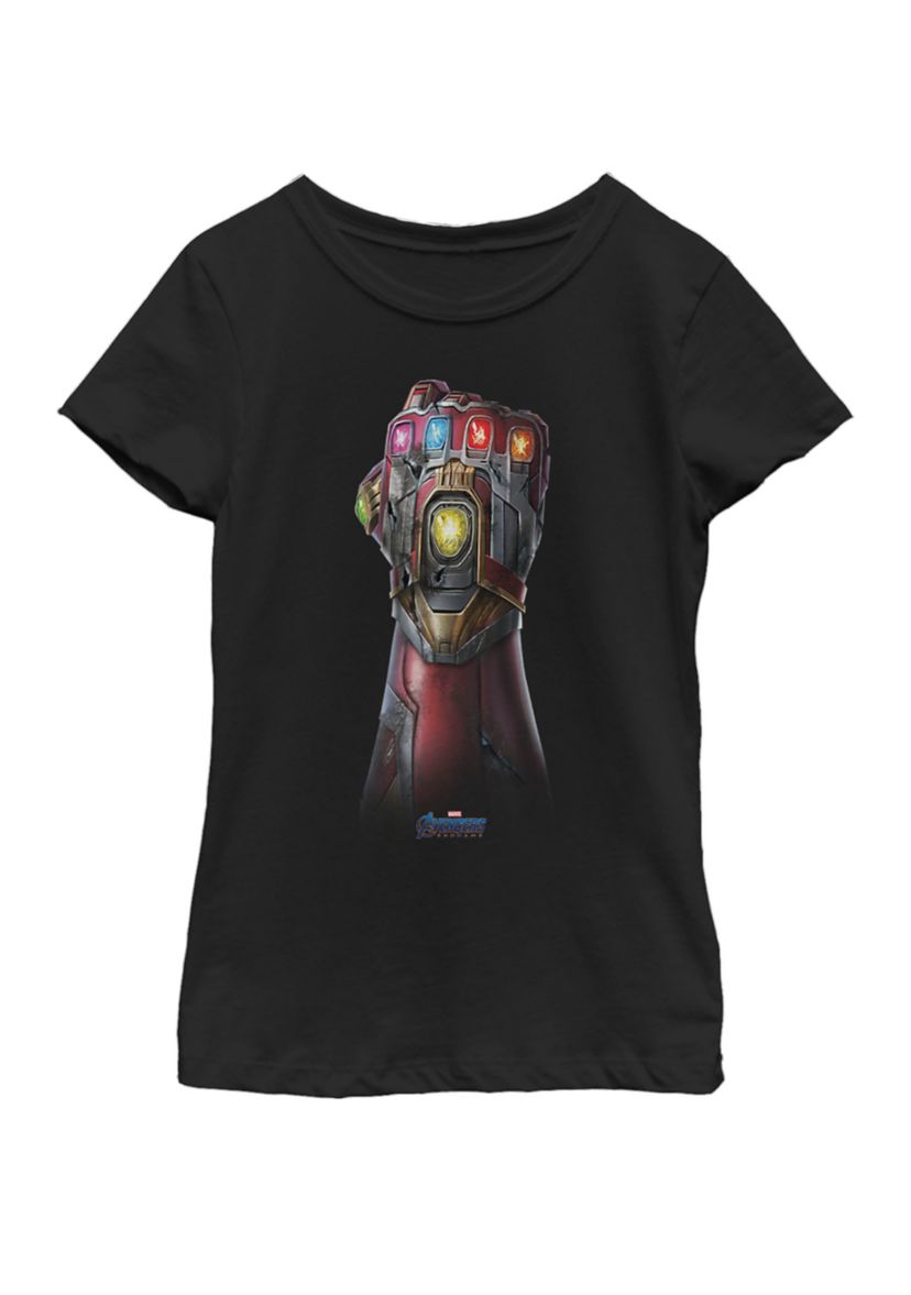 Girls 7-16 Avengers Endgame Infinity Stone Gauntlet Color Logo Short Sleeve T-Shirt