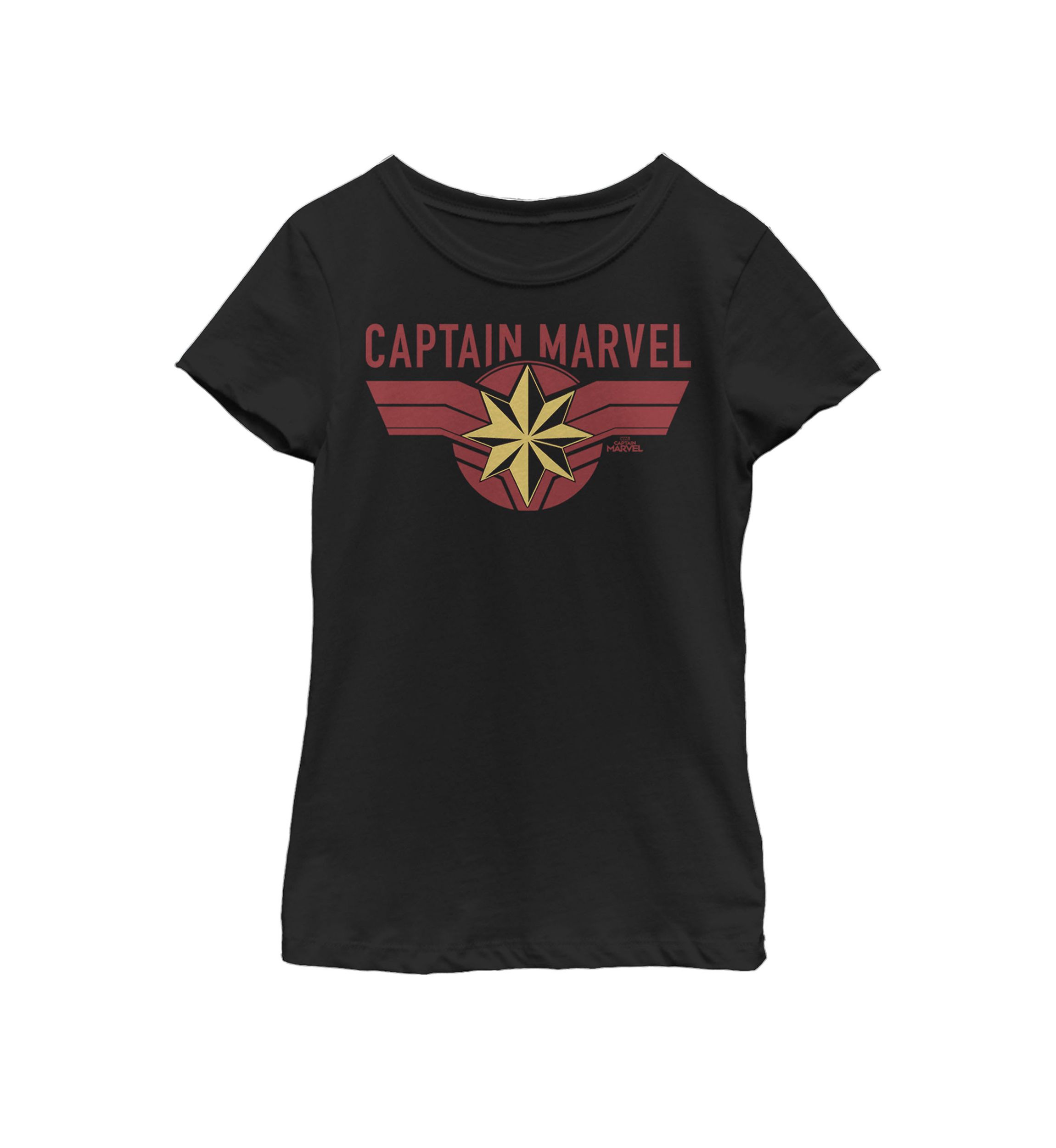 Girls Captain Marvel Costume Logo Short Sleeve Graphic T-Shirt