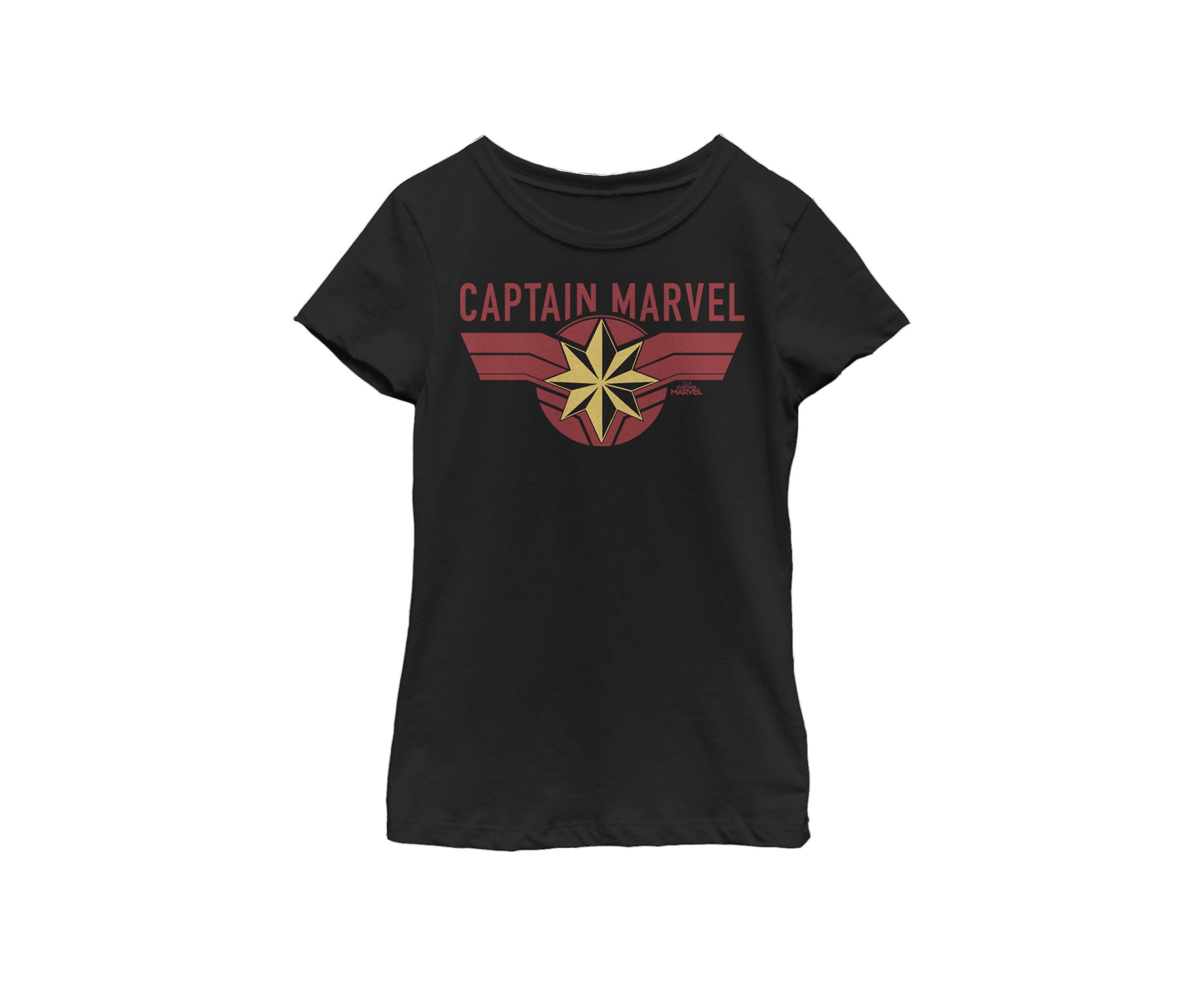 Girls Captain Marvel Costume Logo Short Sleeve Graphic T-Shirt