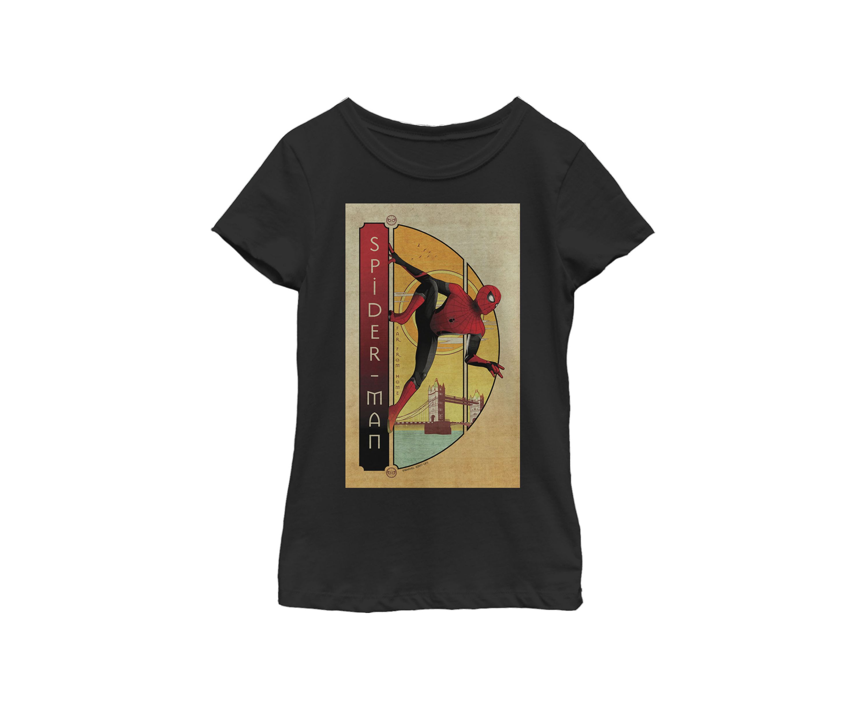 Girls 7-16 Spider-Man Far From Home Spider-Man Vintage Poster Short Sleeve T-Shirt