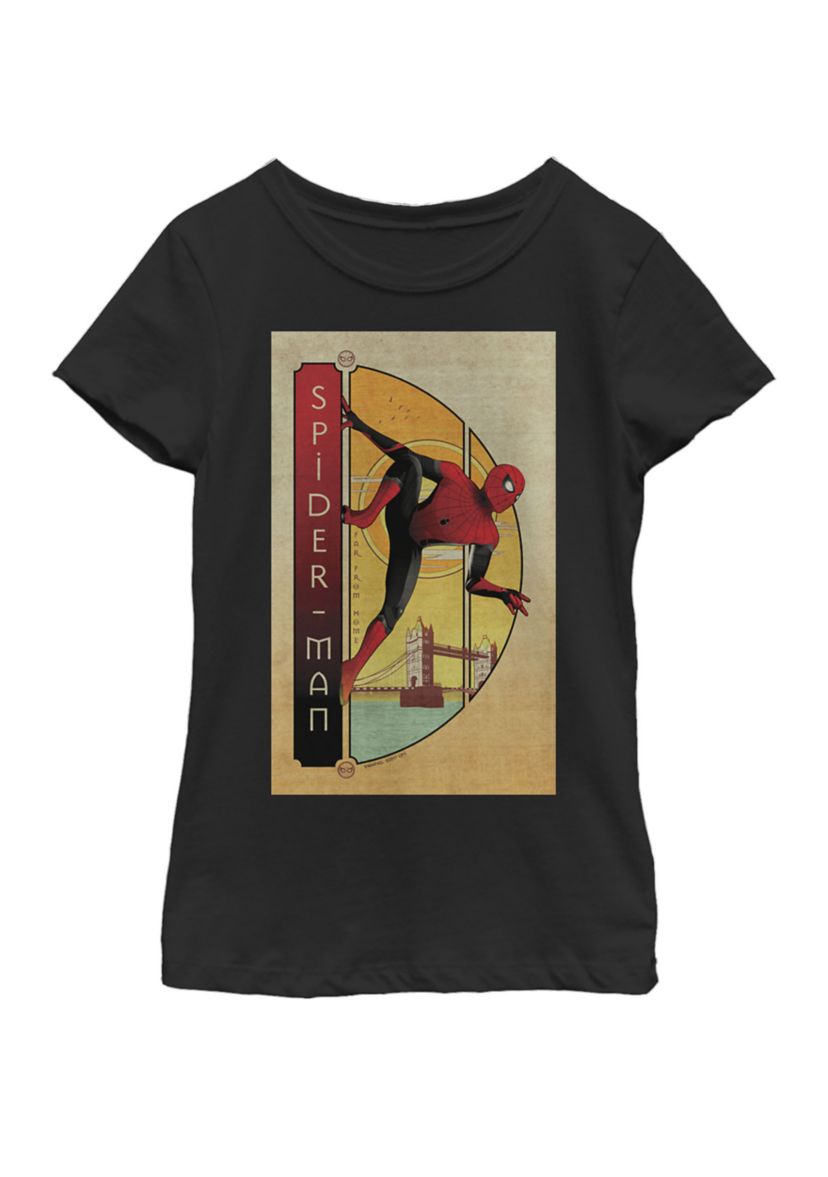 Girls 7-16 Spider-Man Far From Home Spider-Man Vintage Poster Short Sleeve T-Shirt