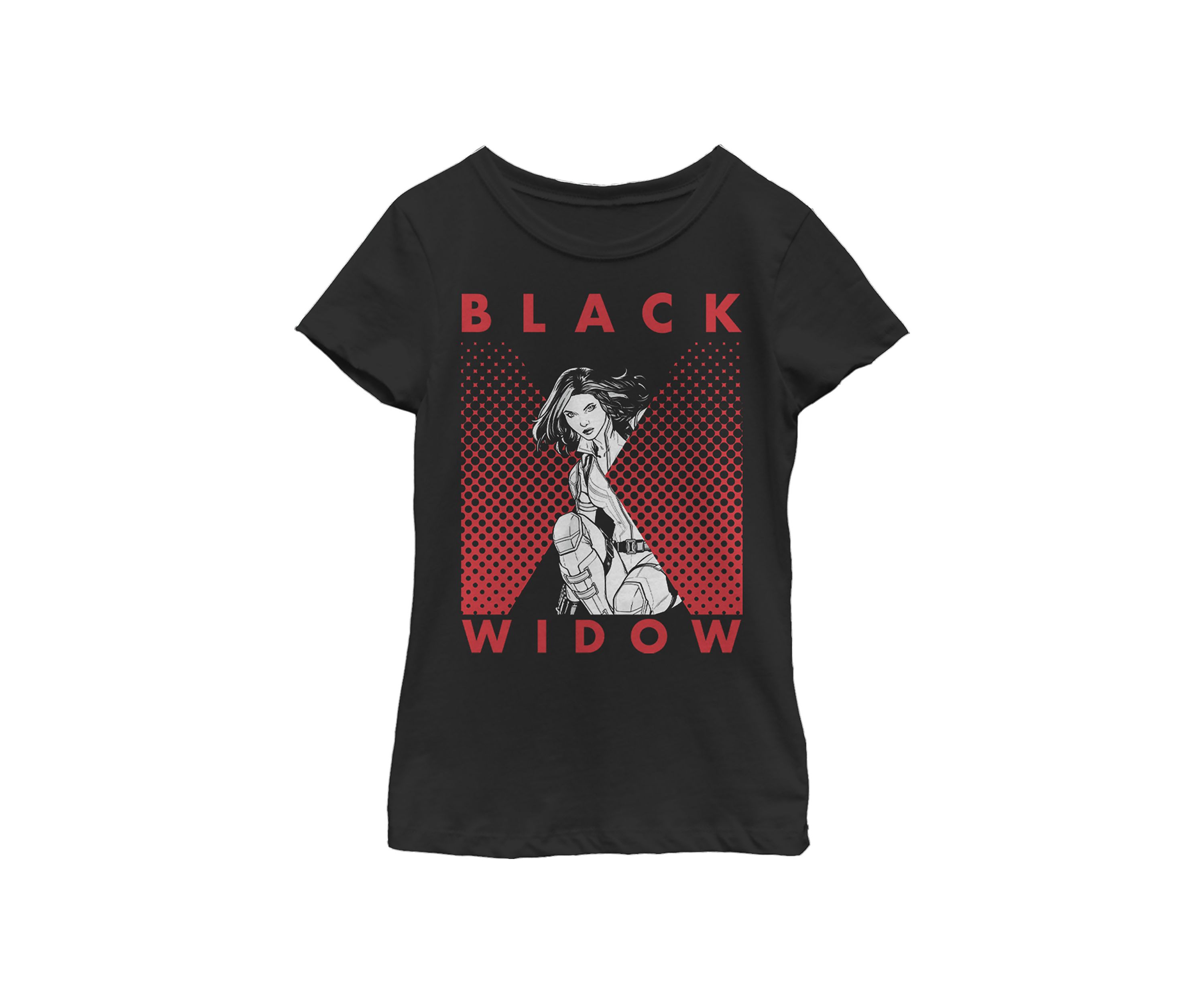 Girls 46x Marvel Halftone Black Widow Graphic Top