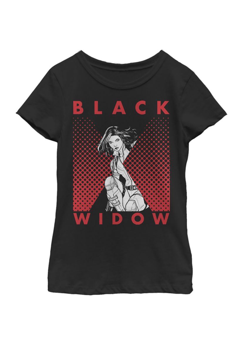 Girls 46x Marvel Halftone Black Widow Graphic Top