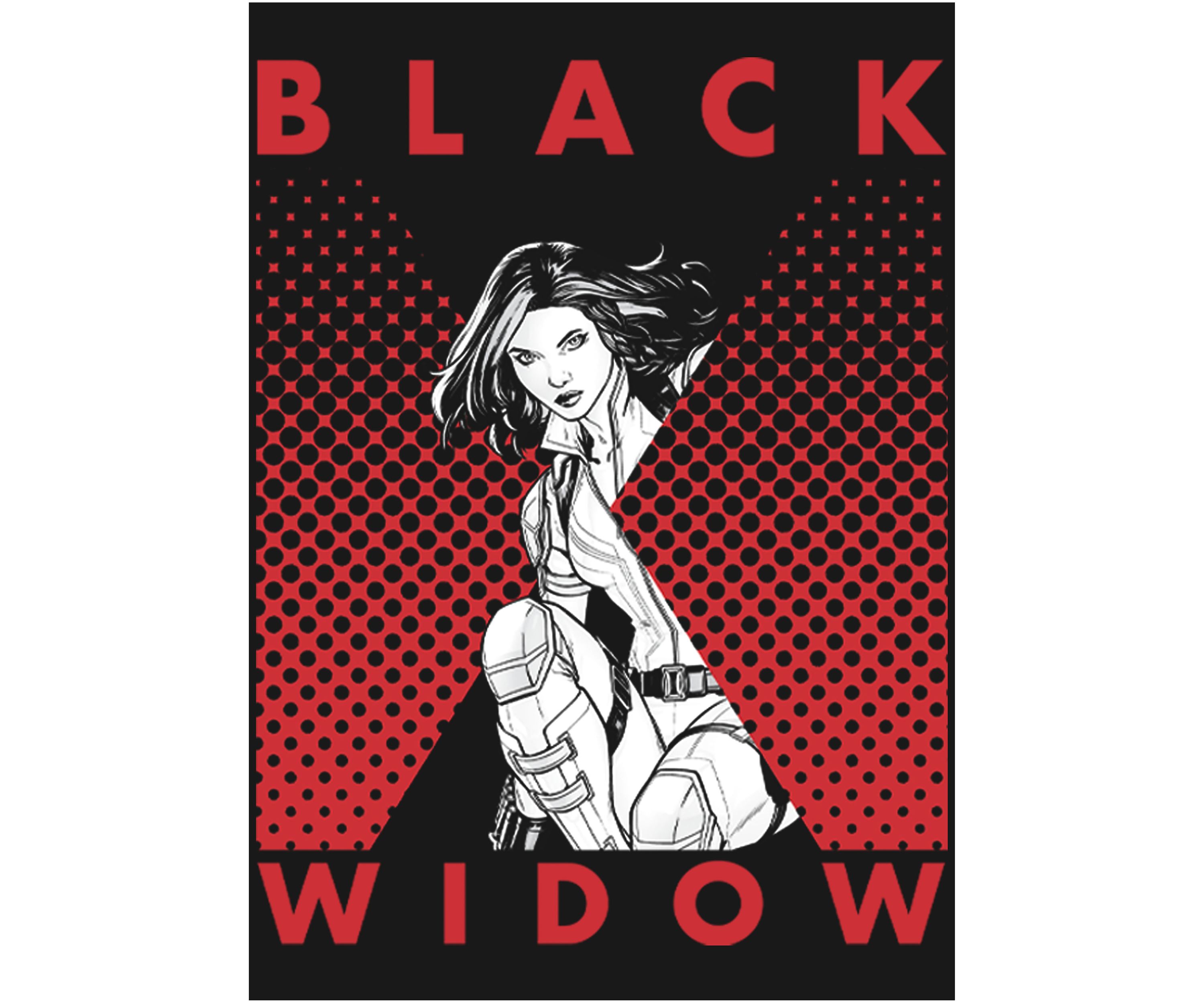 Girls 46x Marvel Halftone Black Widow Graphic Top