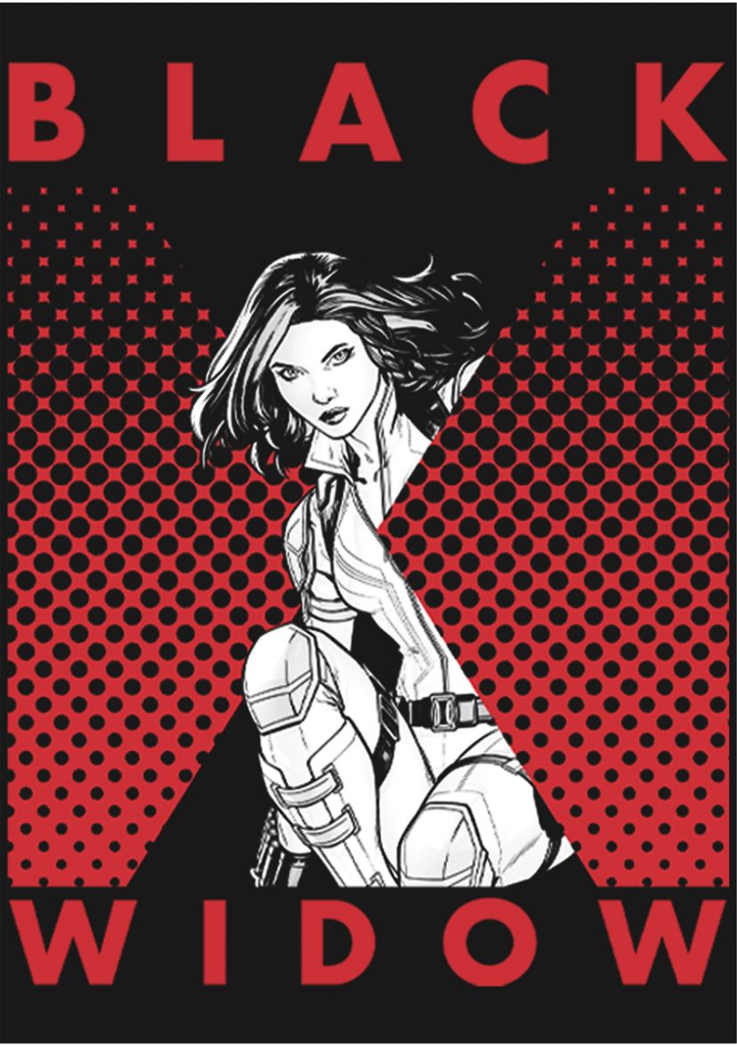 Girls 46x Marvel Halftone Black Widow Graphic Top