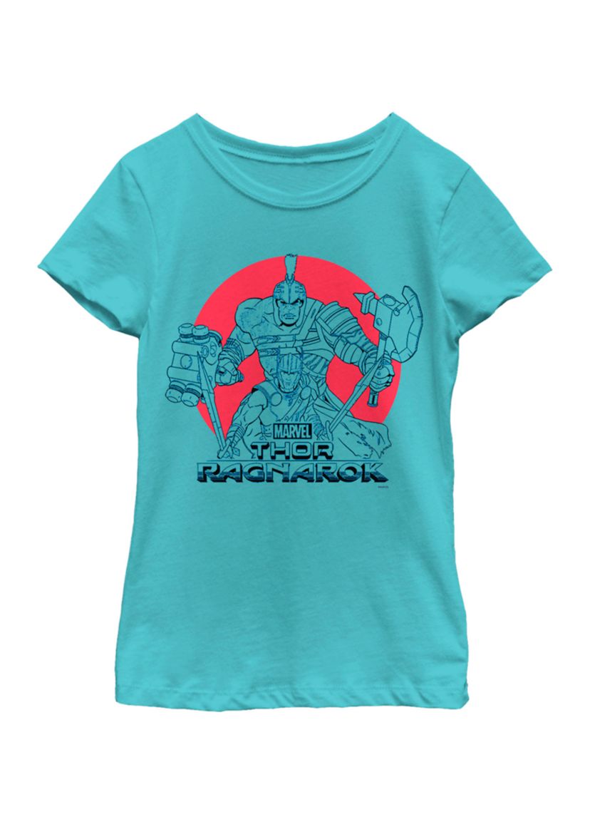 Girls 7-16 Thor Ragnarok Hulk Battle Stance Dot Burst Short Sleeve T-Shirt