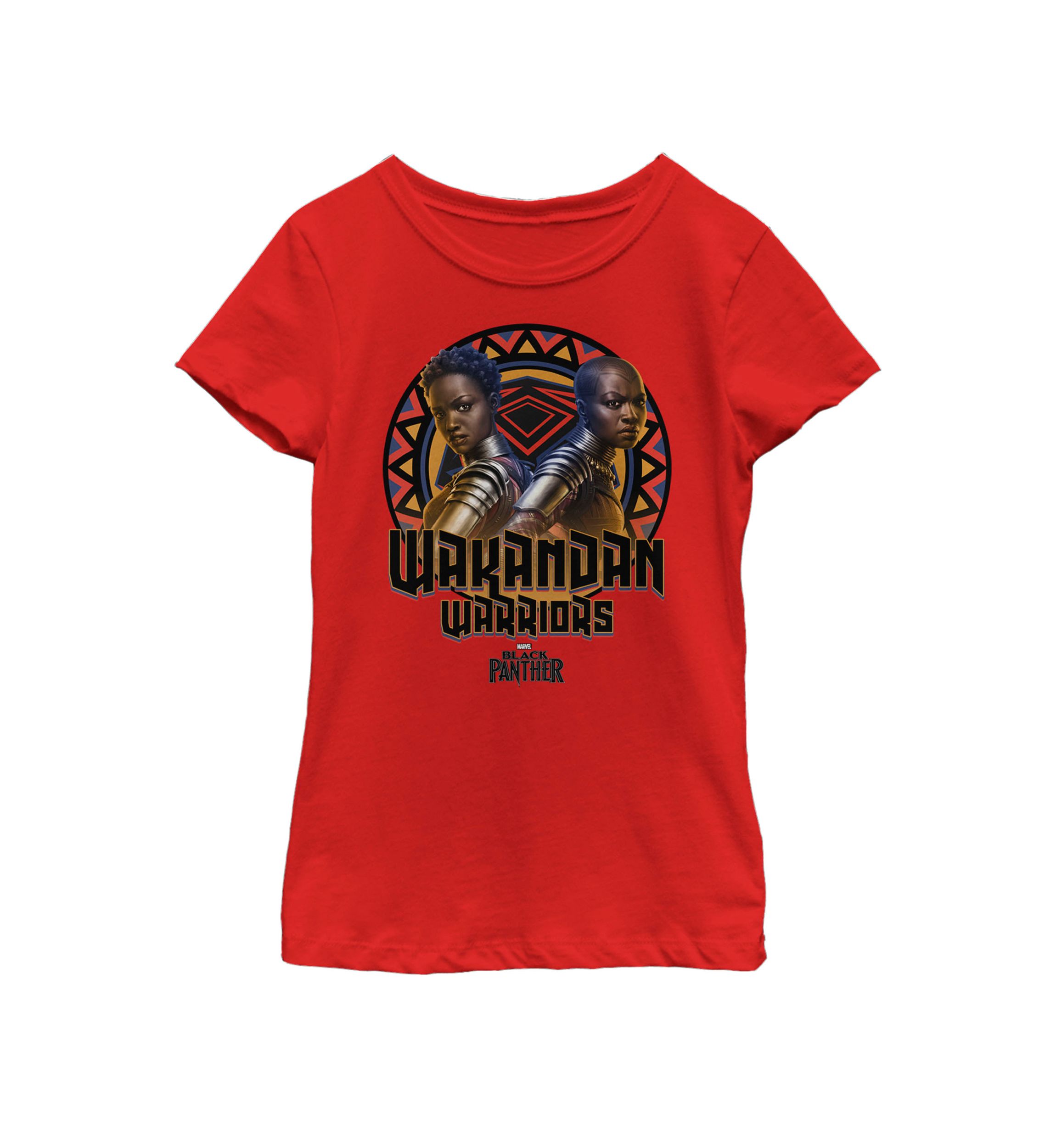 Girls Black Panther Movie Warrior Circle Short Sleeve Graphic T-Shirt