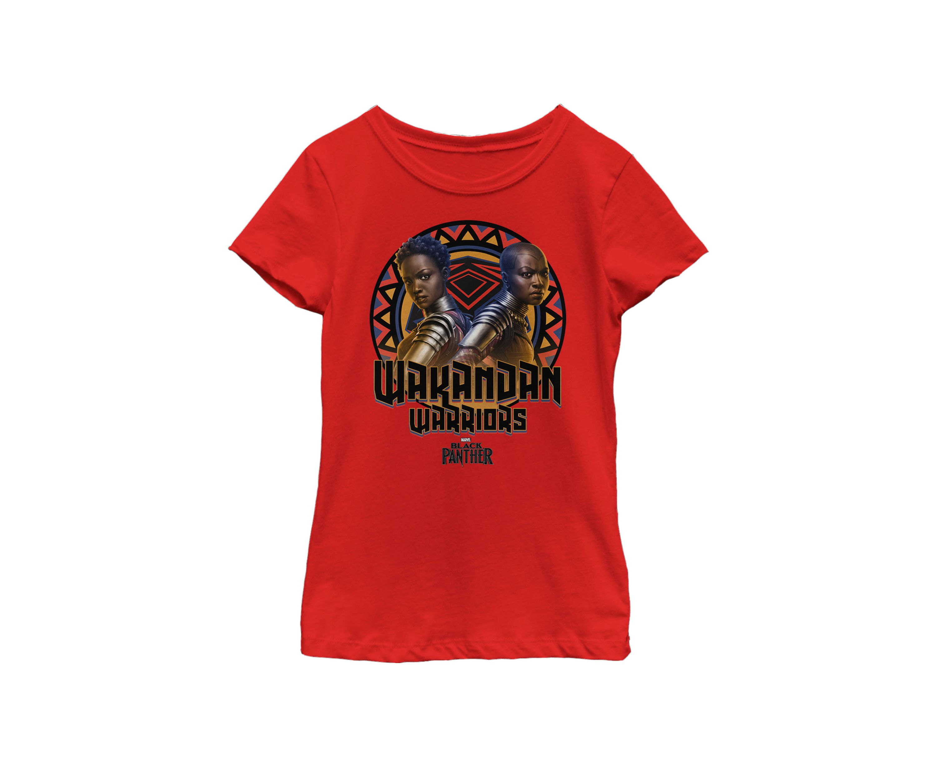 Girls Black Panther Movie Warrior Circle Short Sleeve Graphic T-Shirt