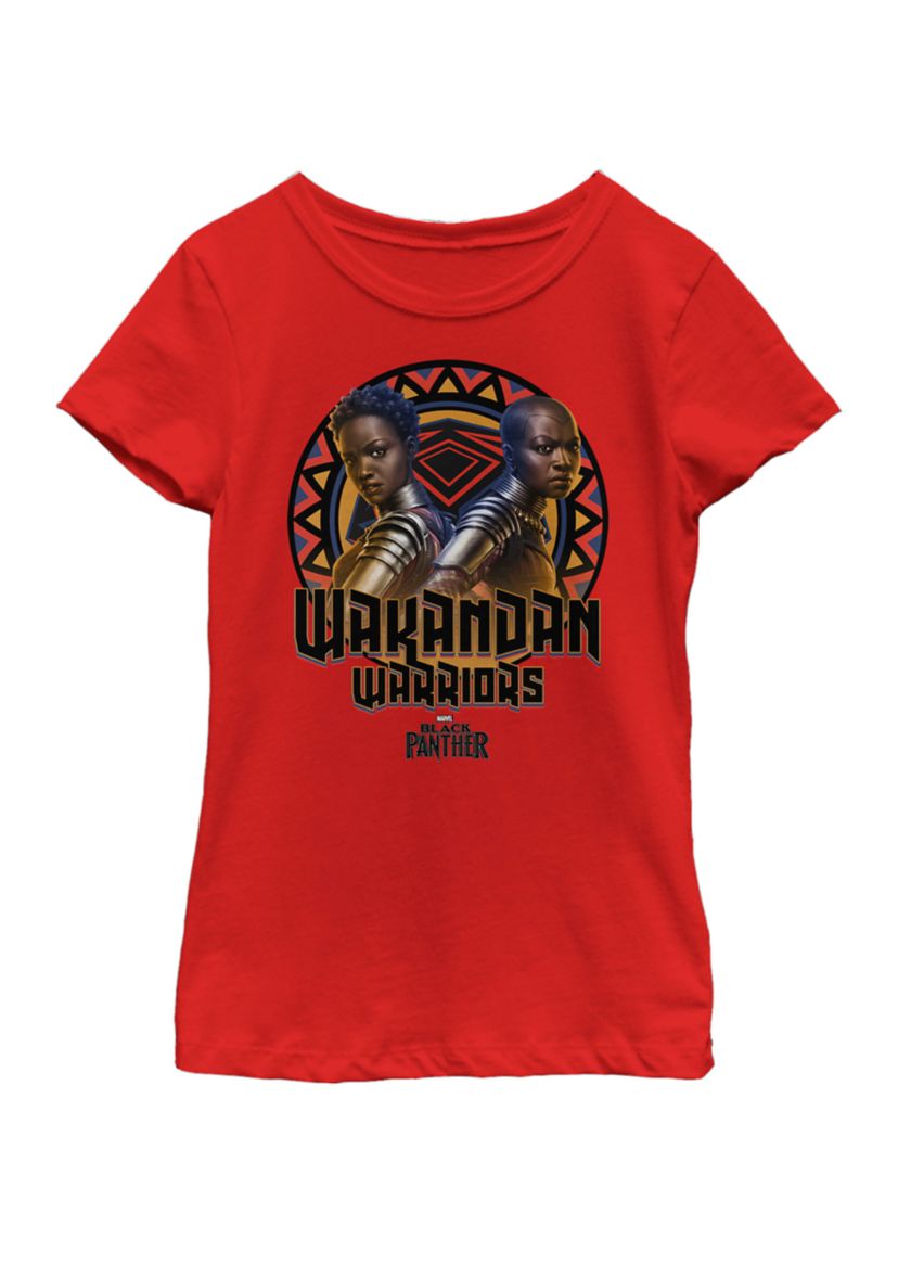 Girls Black Panther Movie Warrior Circle Short Sleeve Graphic T-Shirt
