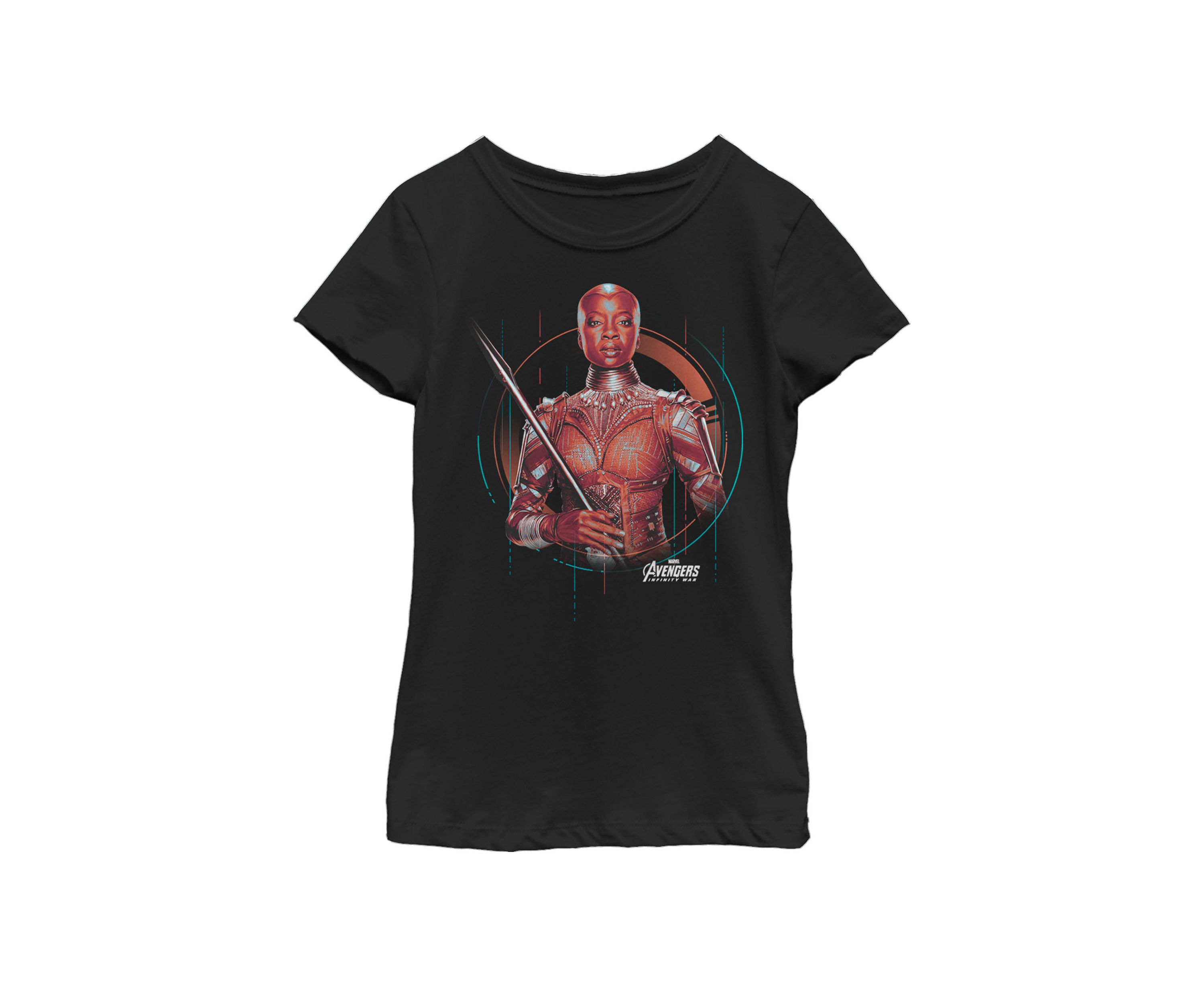 Girls 7-16 Infinity War Okoye Tech Portrait Short Sleeve T-Shirt