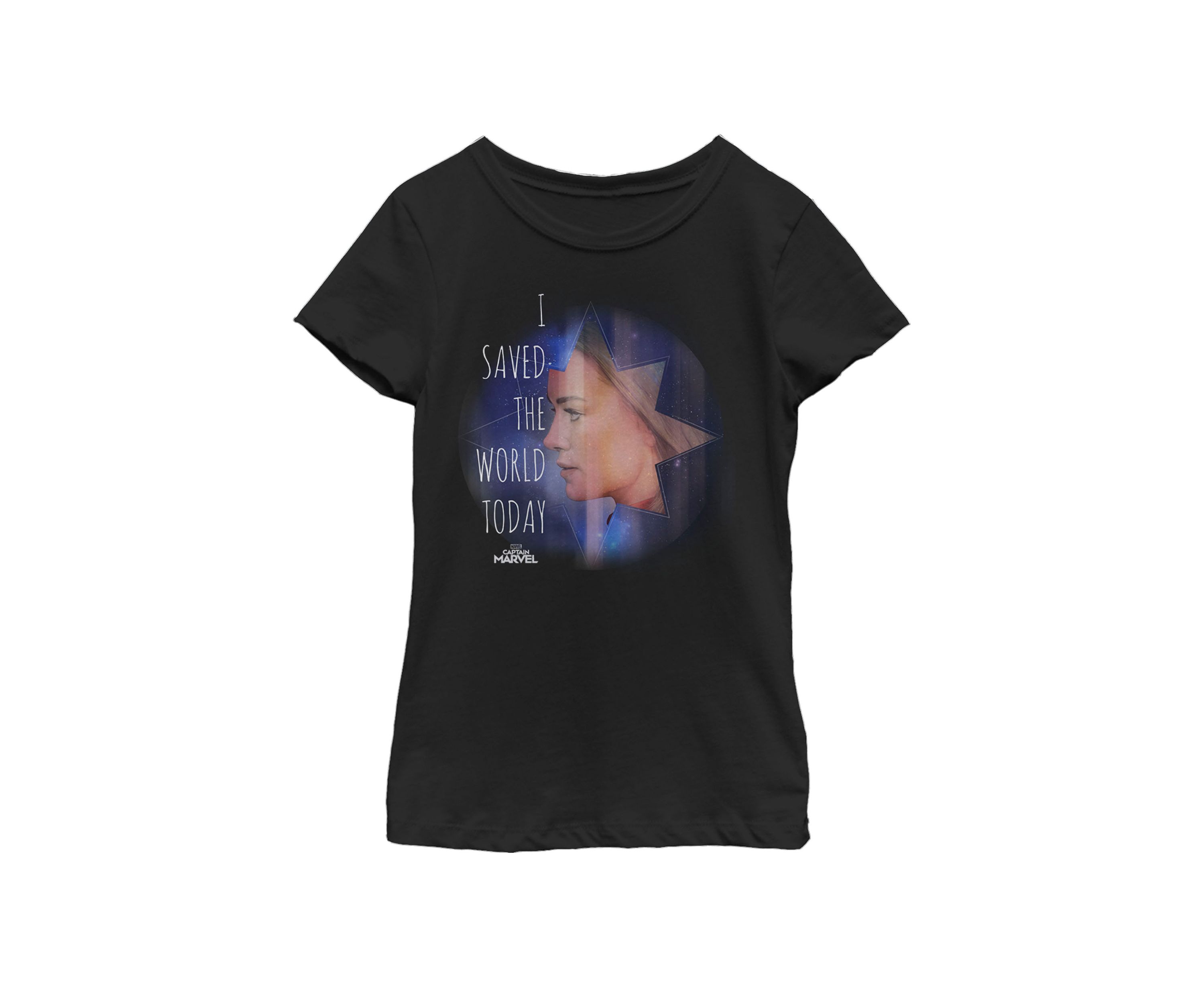 Girls Captain Marvel Saved The World Portrait Short Sleeve Graphic T-Shirt