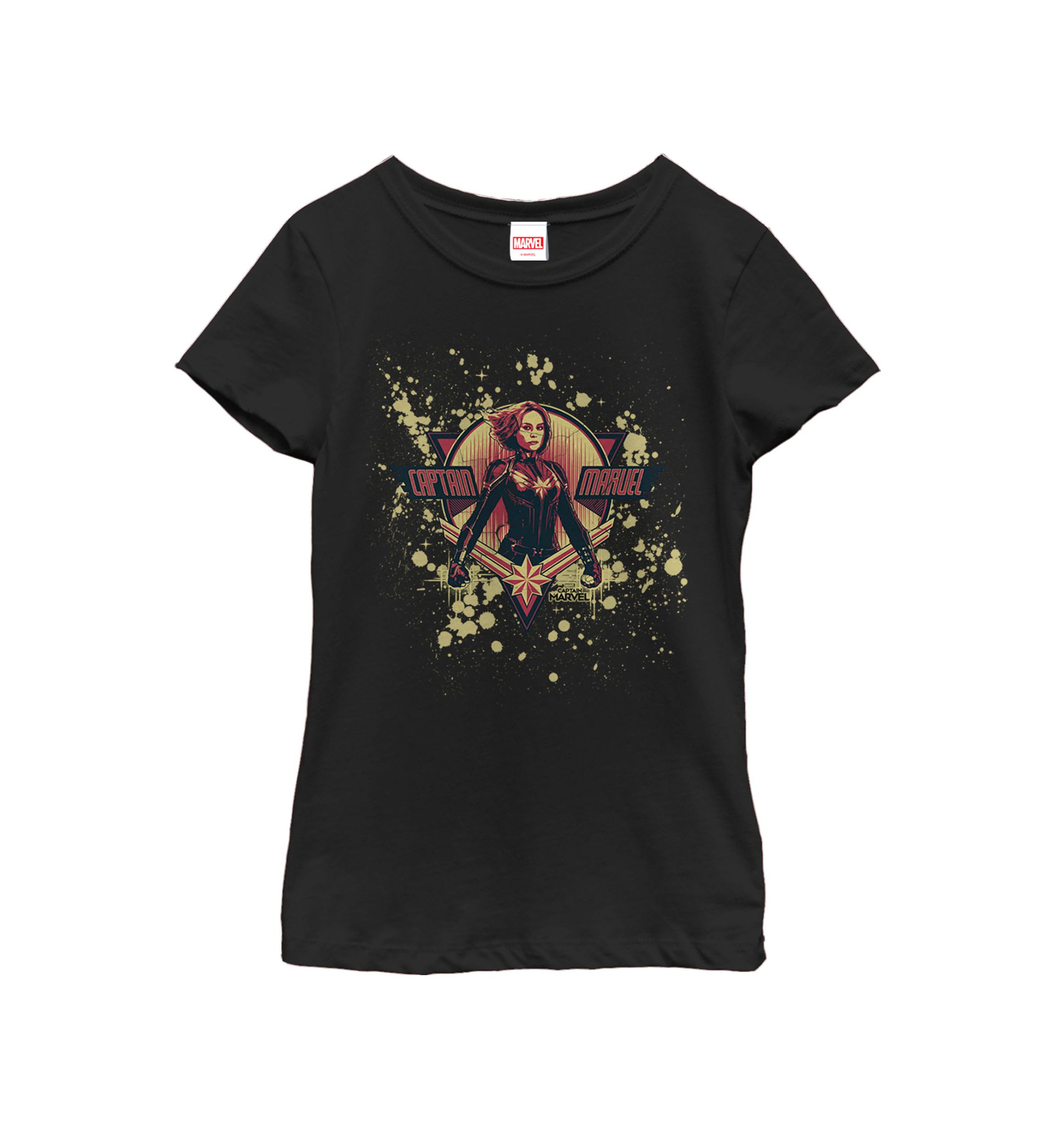 Girls 7-16 Captain Marvel Cracked Paint Splatter Logo Short Sleeve T-Shirt