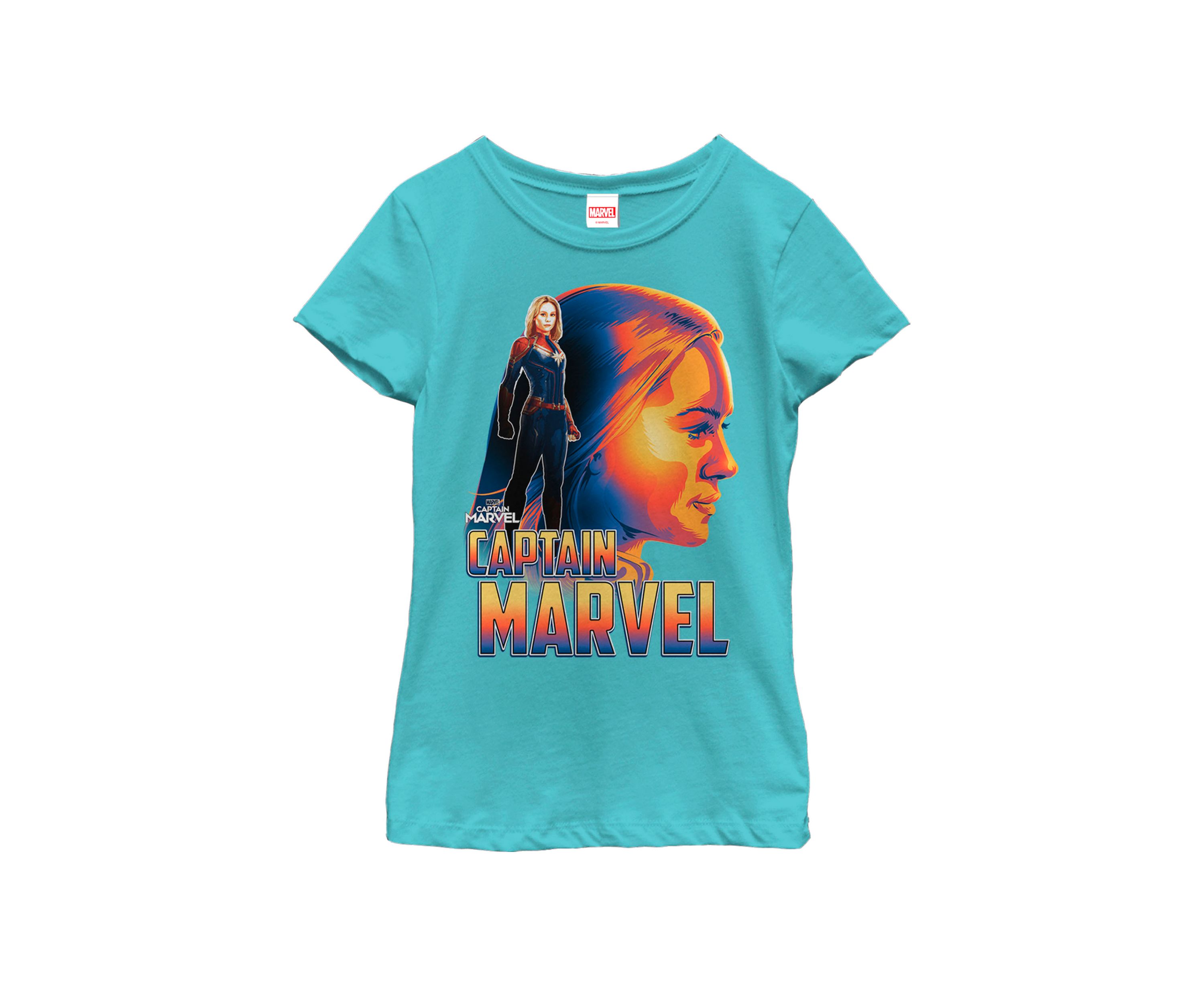 Girls 7-16 Captain Marvel Bold Sunset Portrait Short Sleeve T-Shirt