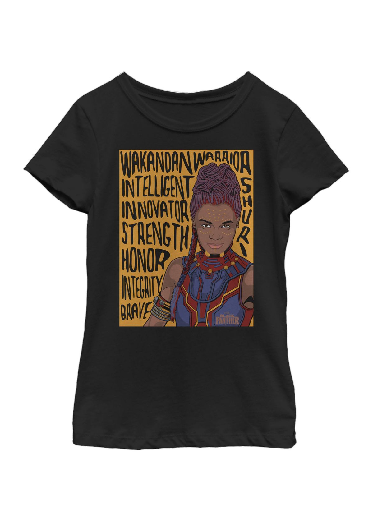 Girls 7-16 Black Panther Movie Shuri Word Art Short Sleeve T-Shirt