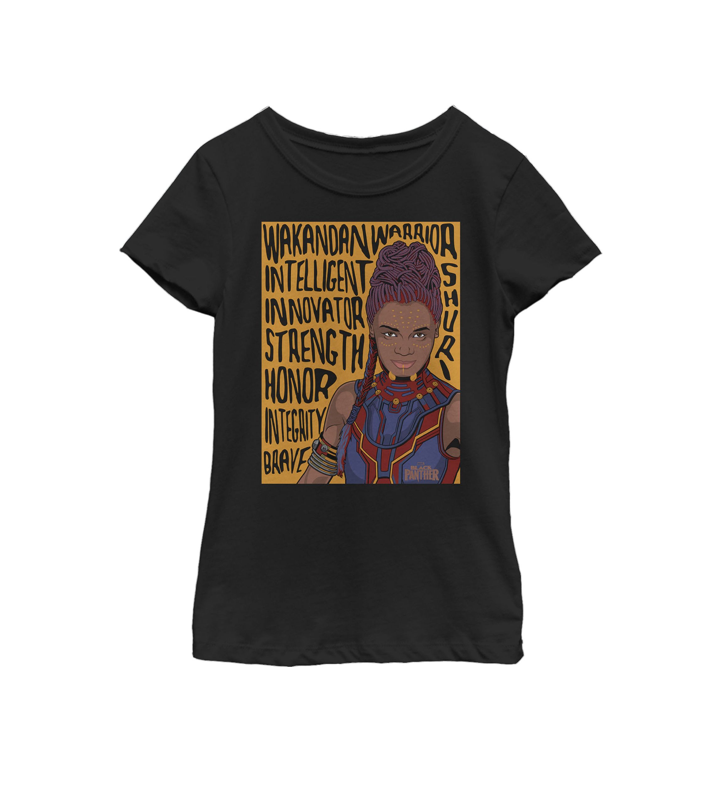 Girls 7-16 Black Panther Movie Shuri Word Art Short Sleeve T-Shirt