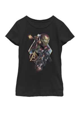 Marvel Girls Avengers Endgame Team Logo Diamond Group Action Pose Short Sleeve Graphic T-Shirt
