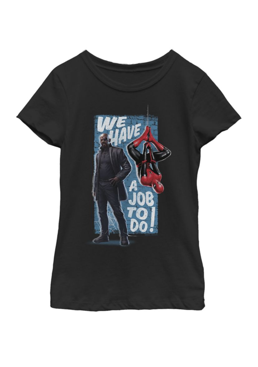 Girls 7-16 Spider-Man Far From Home We Have A job To Do Poster Short Sleeve T-Shirt