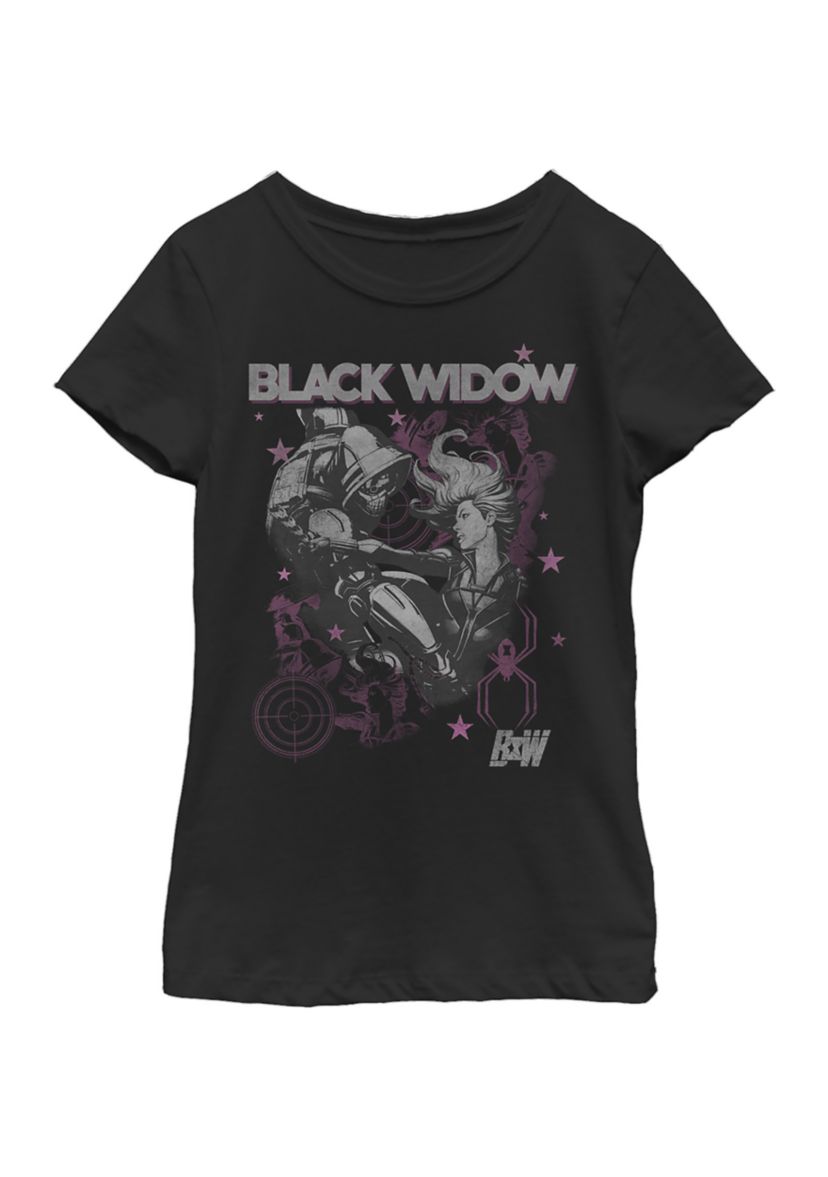 Girls 46x Marvel BW Poster Graphic Top