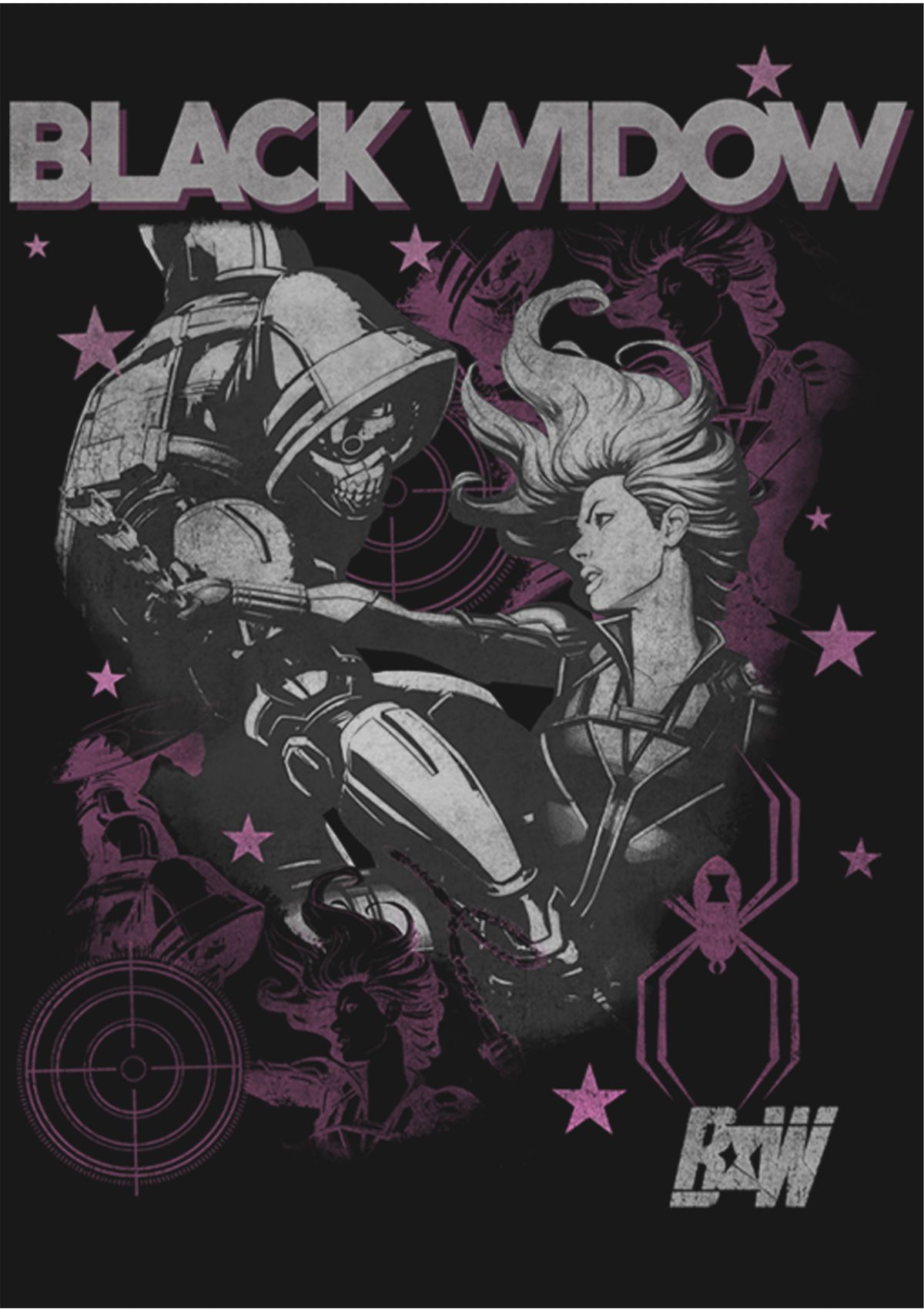 Girls 46x Marvel BW Poster Graphic Top