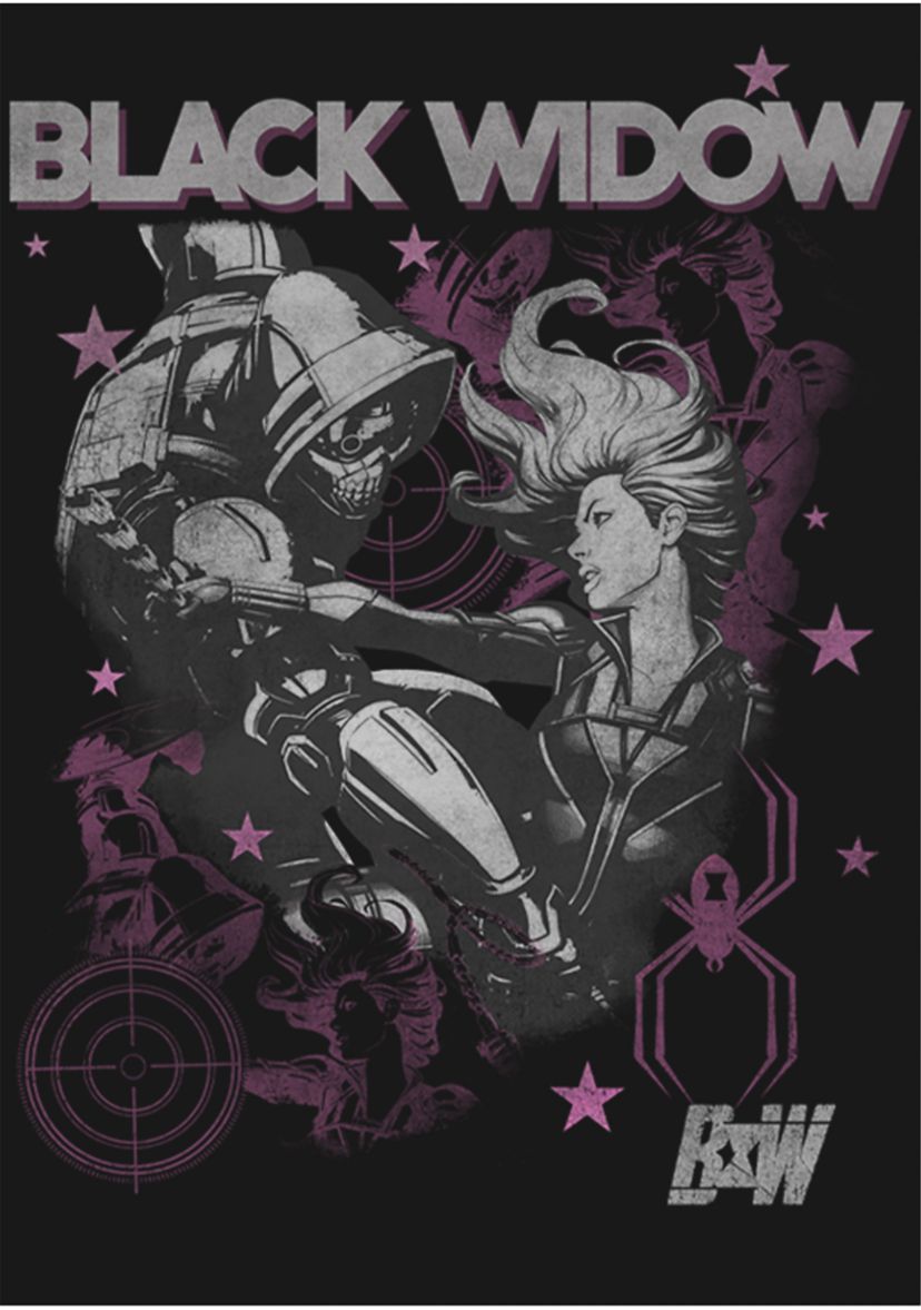 Girls 46x Marvel BW Poster Graphic Top