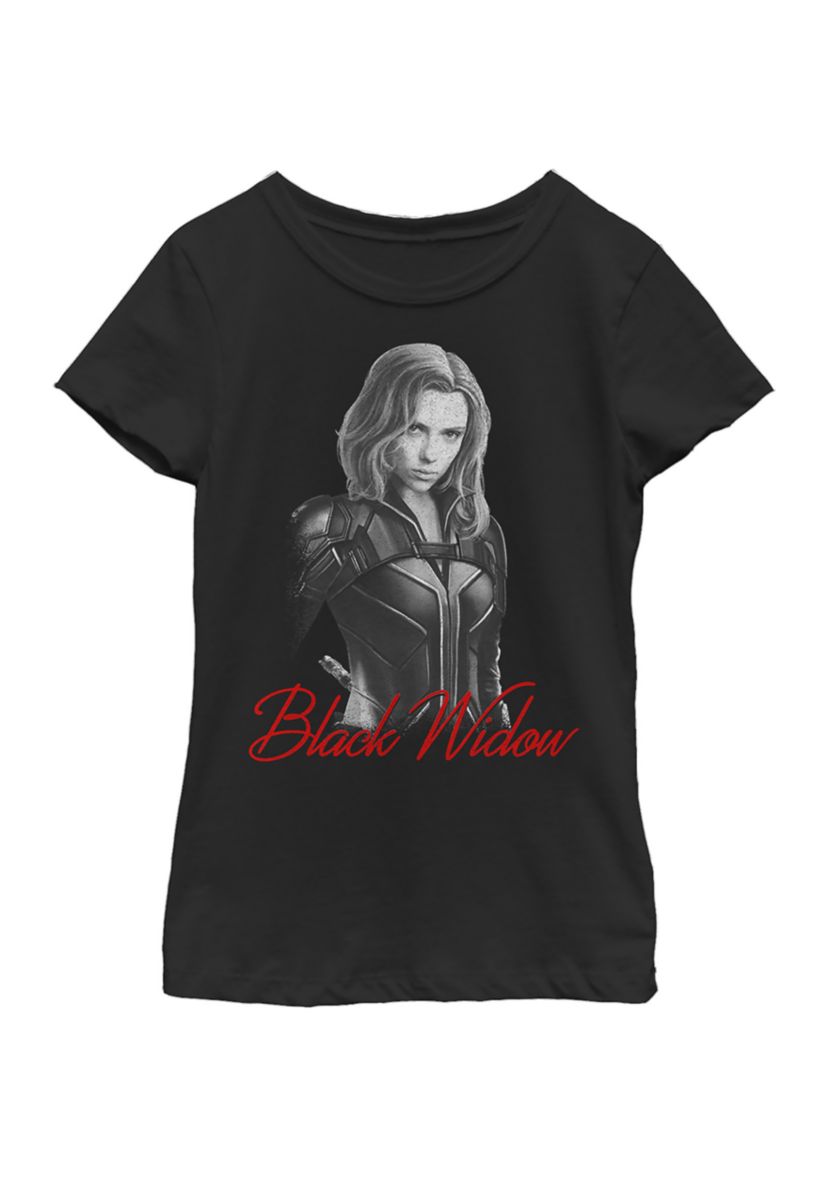 Girls 46x Marvel Black Widow Mono Graphic Top