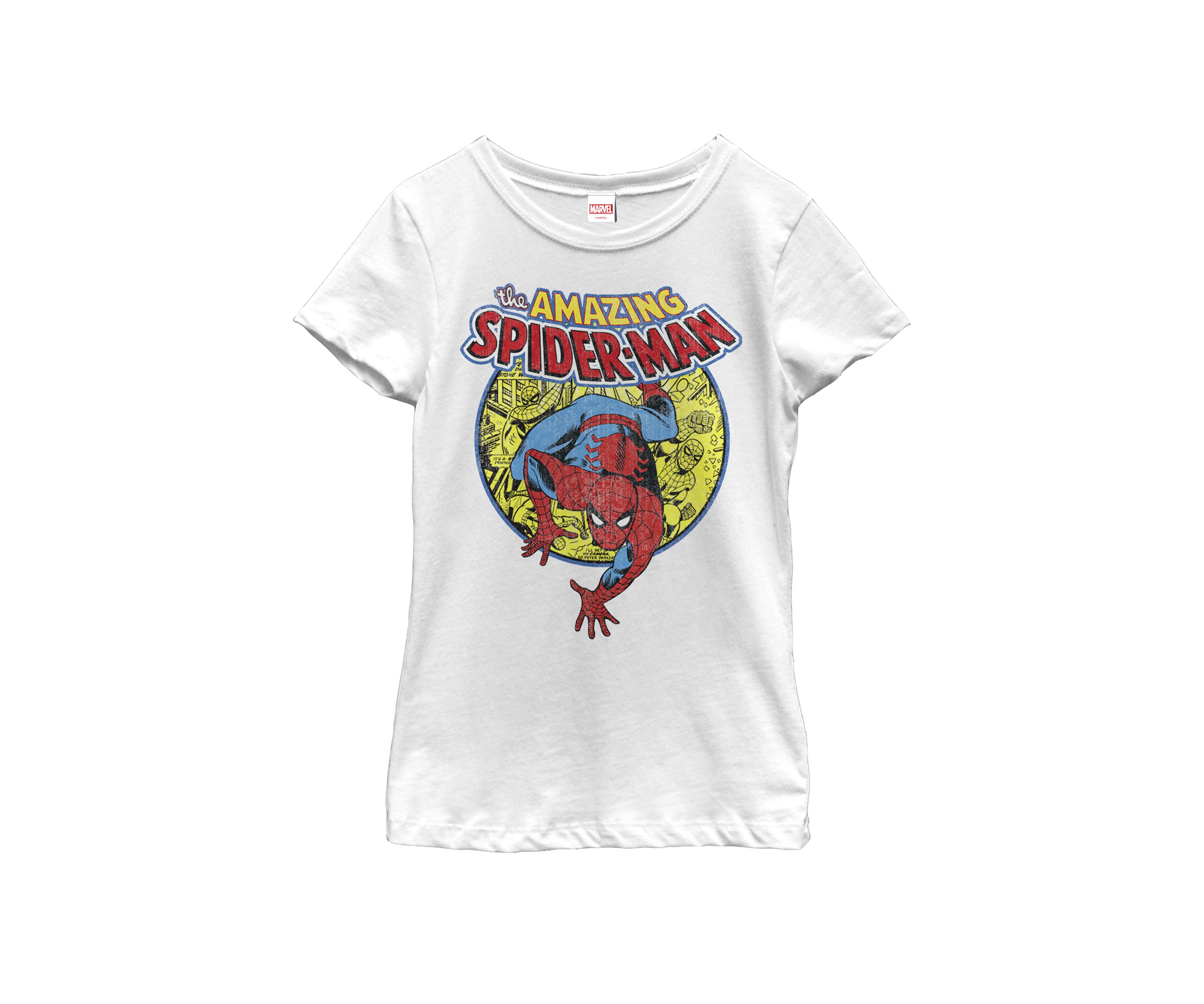 Girls Amazing Spider-Man Vintage Comic Short Sleeve Graphic T-Shirt
