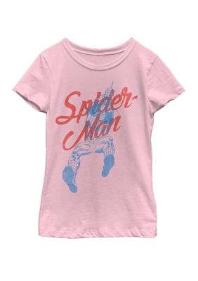 Marvel Girls Spider-Man Cursive Short Sleeve Graphic T-Shirt