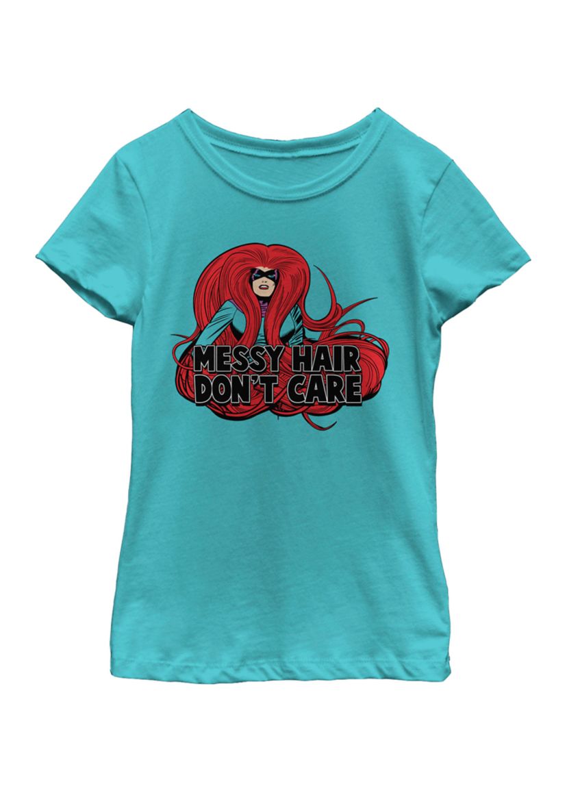 Girls 7-16 Medusa Messy Hair Dont Care Short Sleeve T-Shirt
