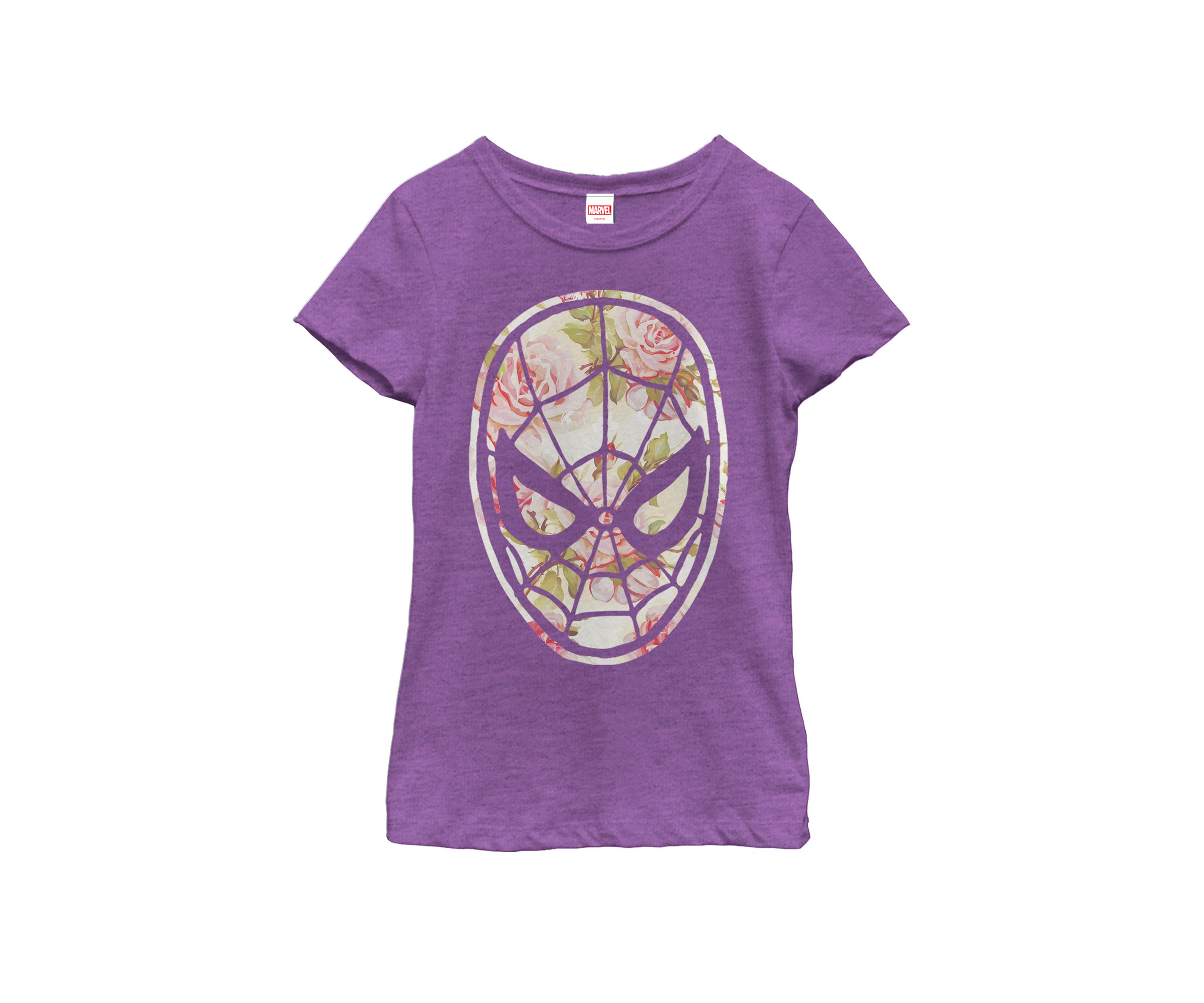 Girls Spider-Man Floral Print Short Sleeve Graphic T-Shirt