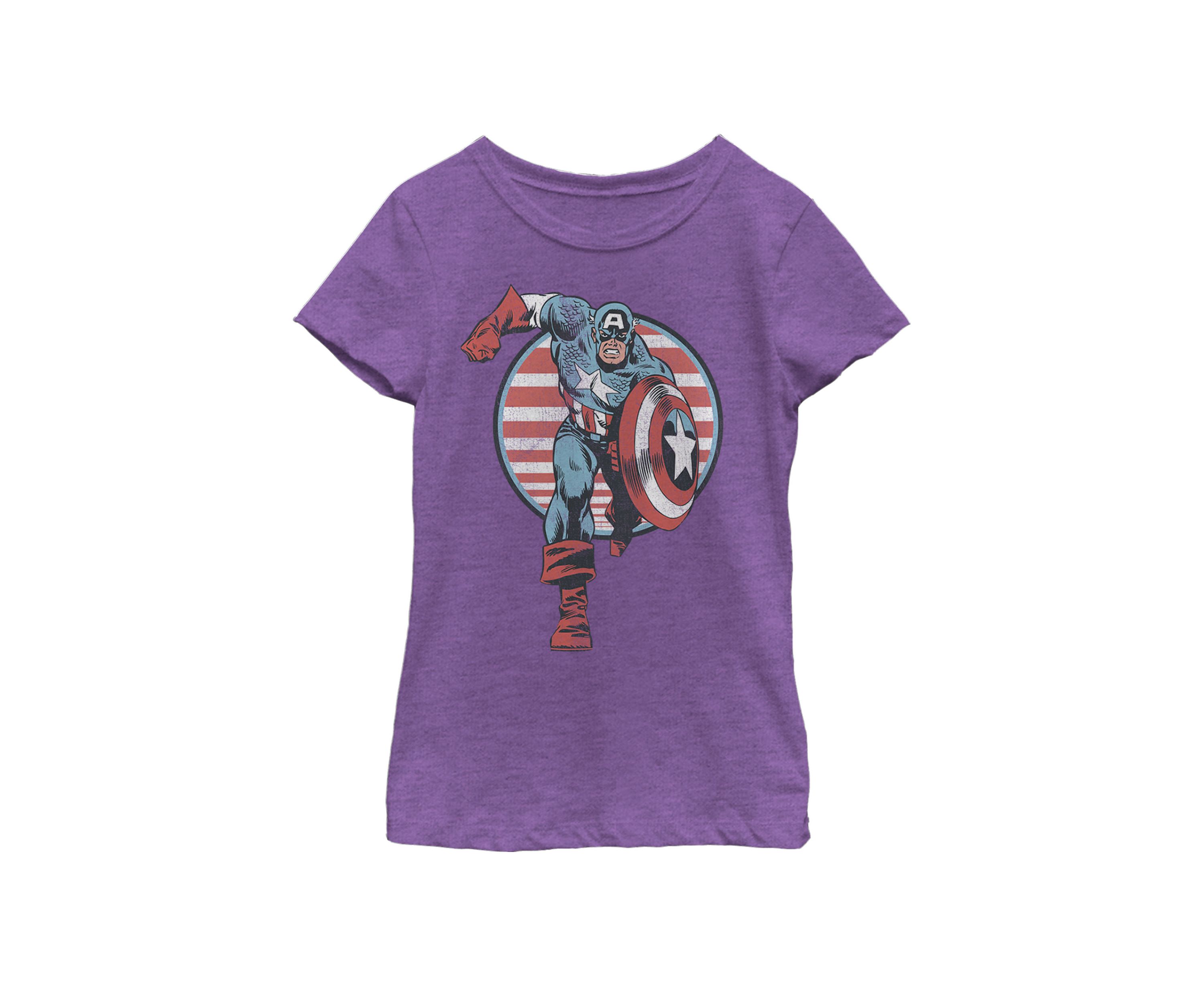 Girls Captain America Charge Short Sleeve Graphic T-Shirt