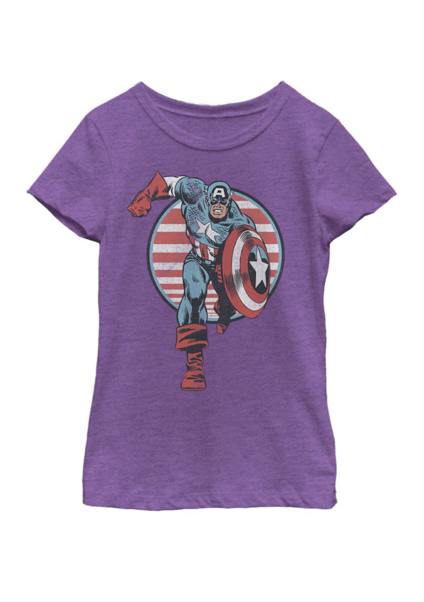 Girls Captain America Charge Short Sleeve Graphic T-Shirt