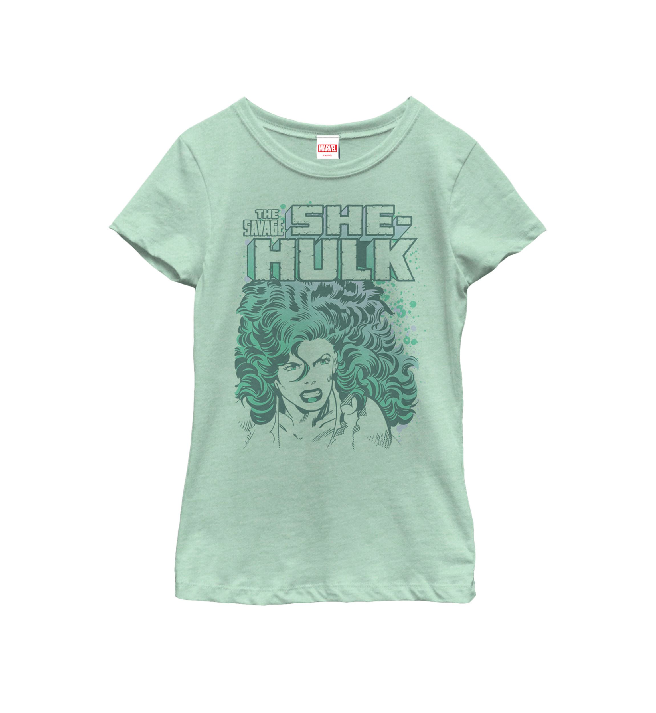Girls The Savage She-Hulk Colorful Retro Portrait Short Sleeve Graphic T-Shirt